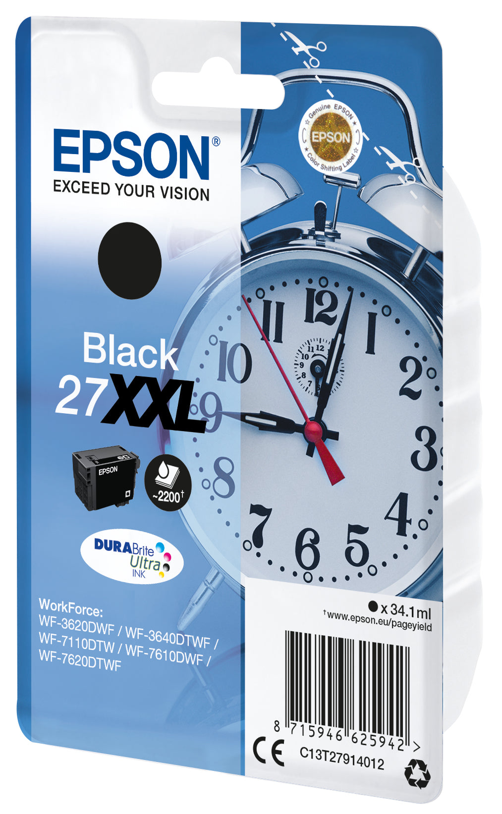 Epson Alarm clock Cartouche "Réveil" 27XXL - Encre DURABrite Ultra N
