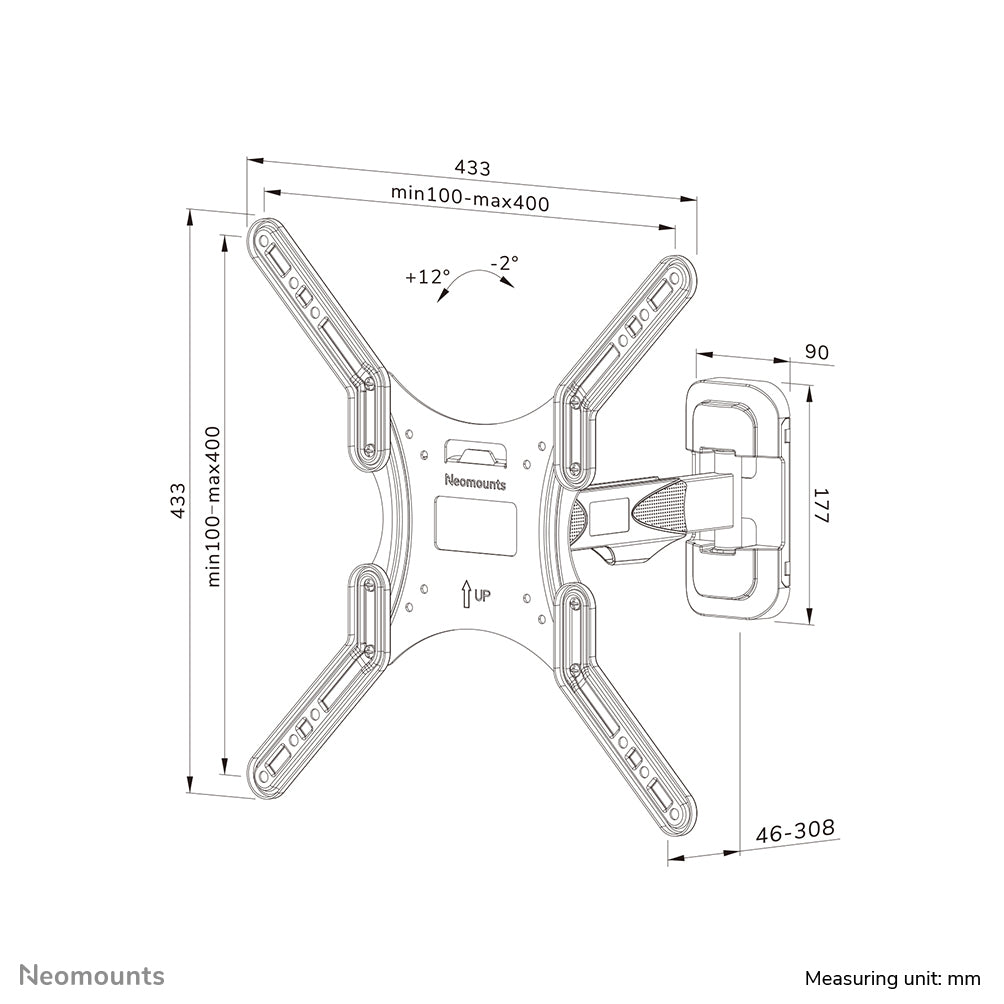 Neomounts WL40-540BL14 Support pour écran mural 32-55" - orientable - installation facile