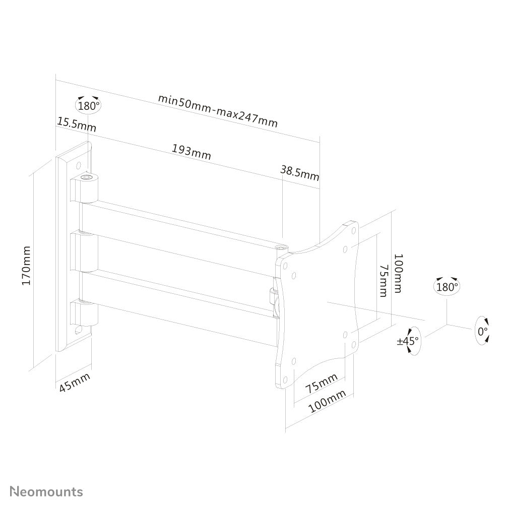 Neomounts FPMA-W820 Support d'écran mural 10-27" - orientable