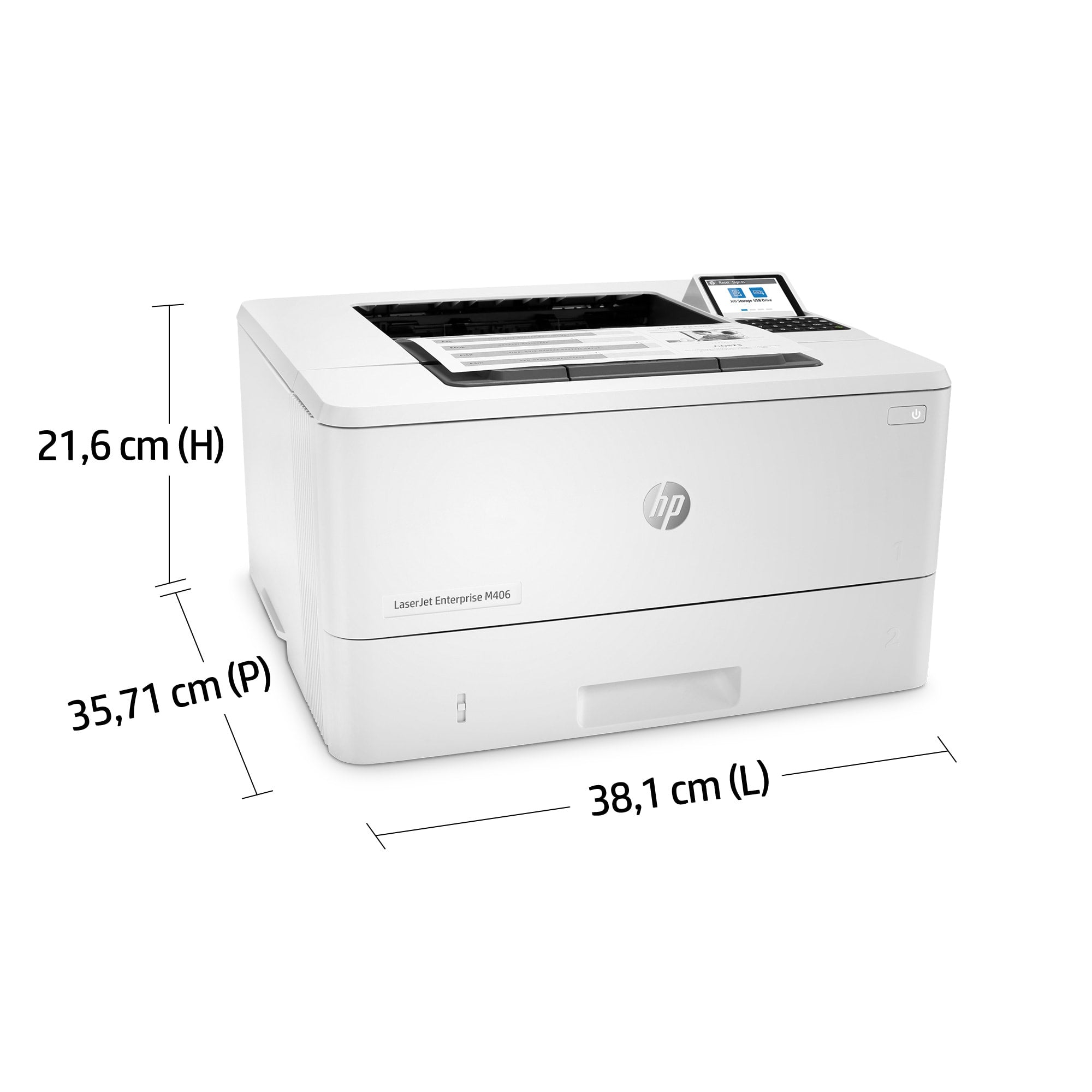 HP LaserJet Enterprise M406dn, Noir et blanc, Imprimante pour Entreprises, Imprimer, Taille compacte; Sécurité renforcée; Impression recto-verso; Éco-énergétique; Impression USB en façade