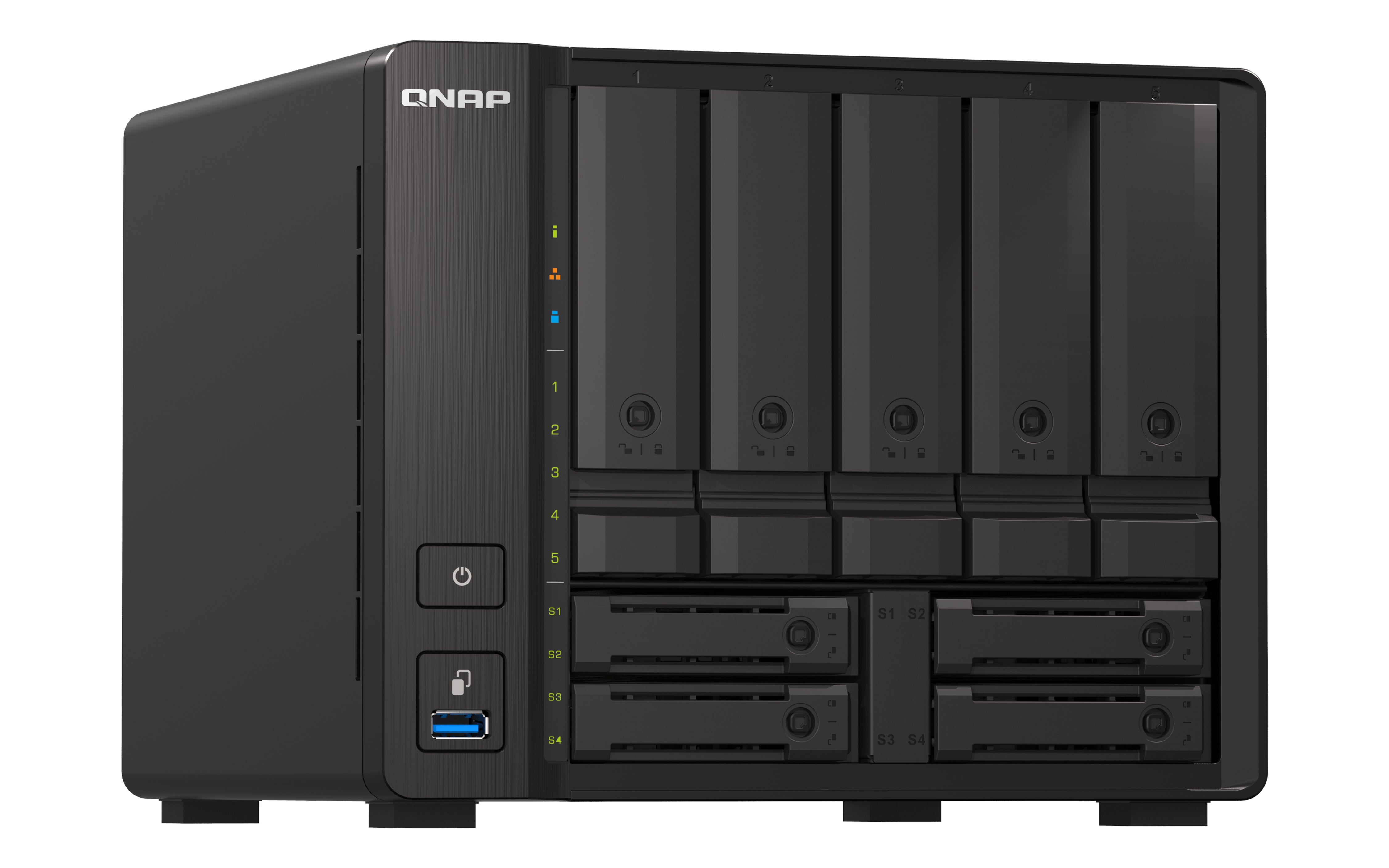 QNAP TS-H973AX NAS Tower Ryzen Embedded V1500B 8 Go DDR4 0 To QuTS hero Noir