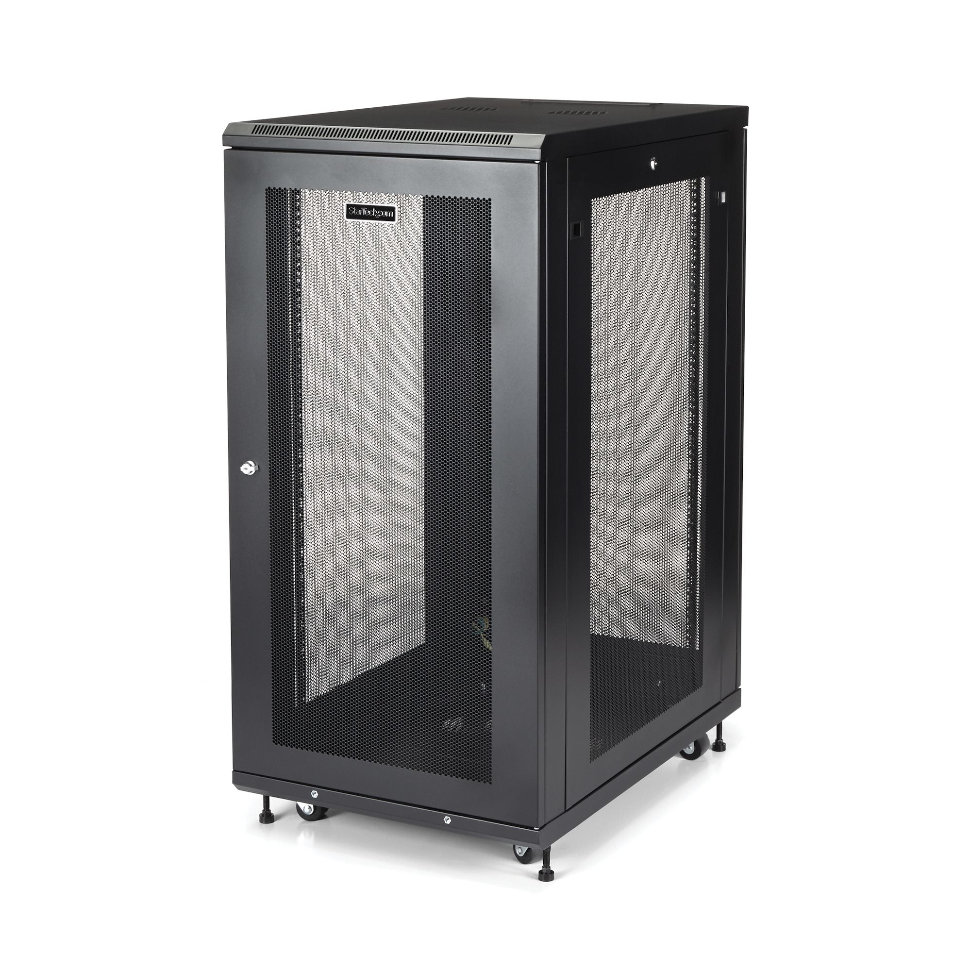 StarTech.com Armoire Rack Serveur 24U à 4 Montants, Armoire Verrouillable 19" pour Ordinateur/AV/Équipement IT, Rack Réseau pour Bureau/Domicile avec Roulettes et Rails de Montage Ajustables