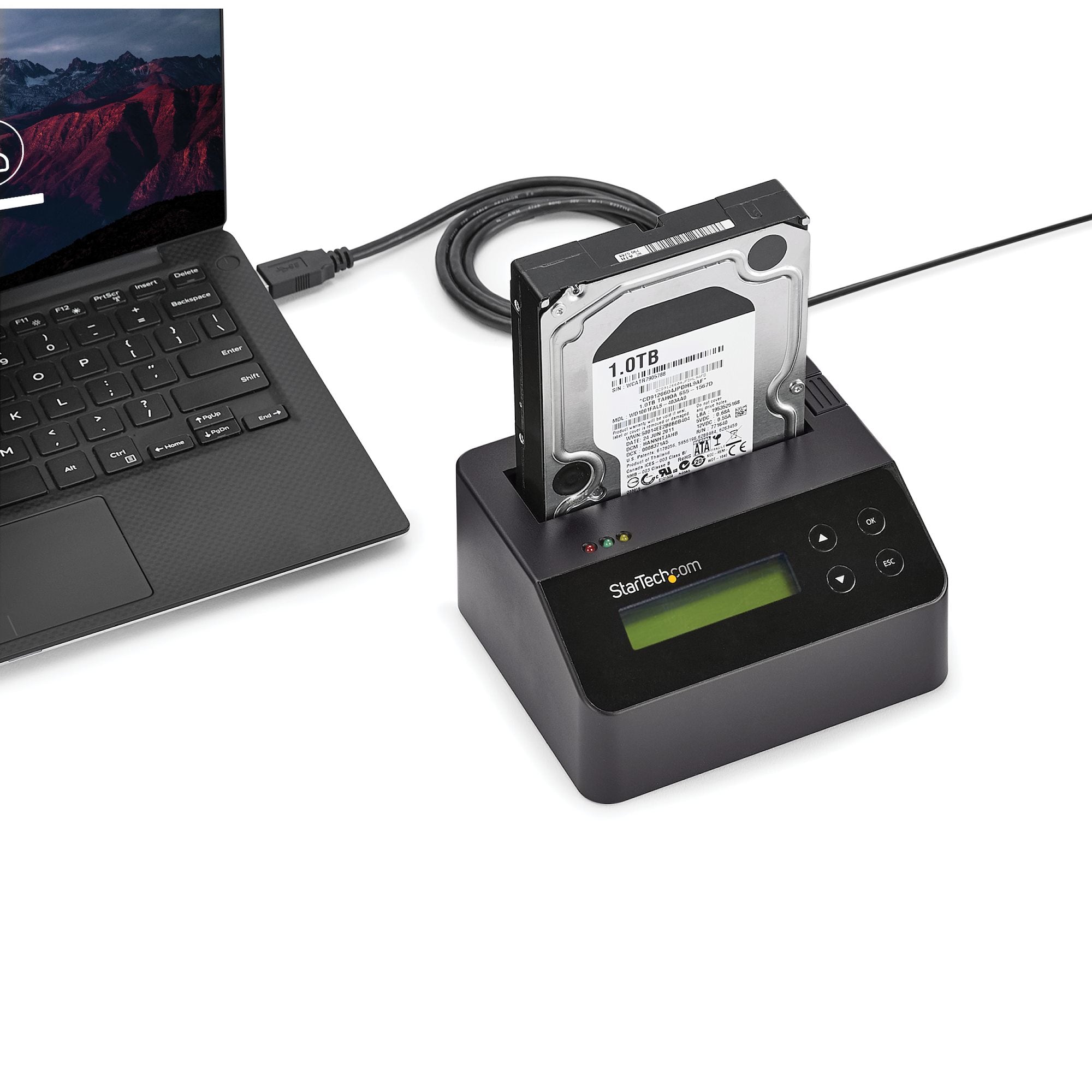 StarTech.com Effaceur de Disque Dur à Baie Unique, Nettoyeur d'HDD/SSD Autonome, 4Kn, USB 3.0 à SATA III (6 Gbps), 9 Modes d'Effacement, Dock Nettoyeur de Disque Dur Secure Erase, Port d'Imprimante DB-9, TAA