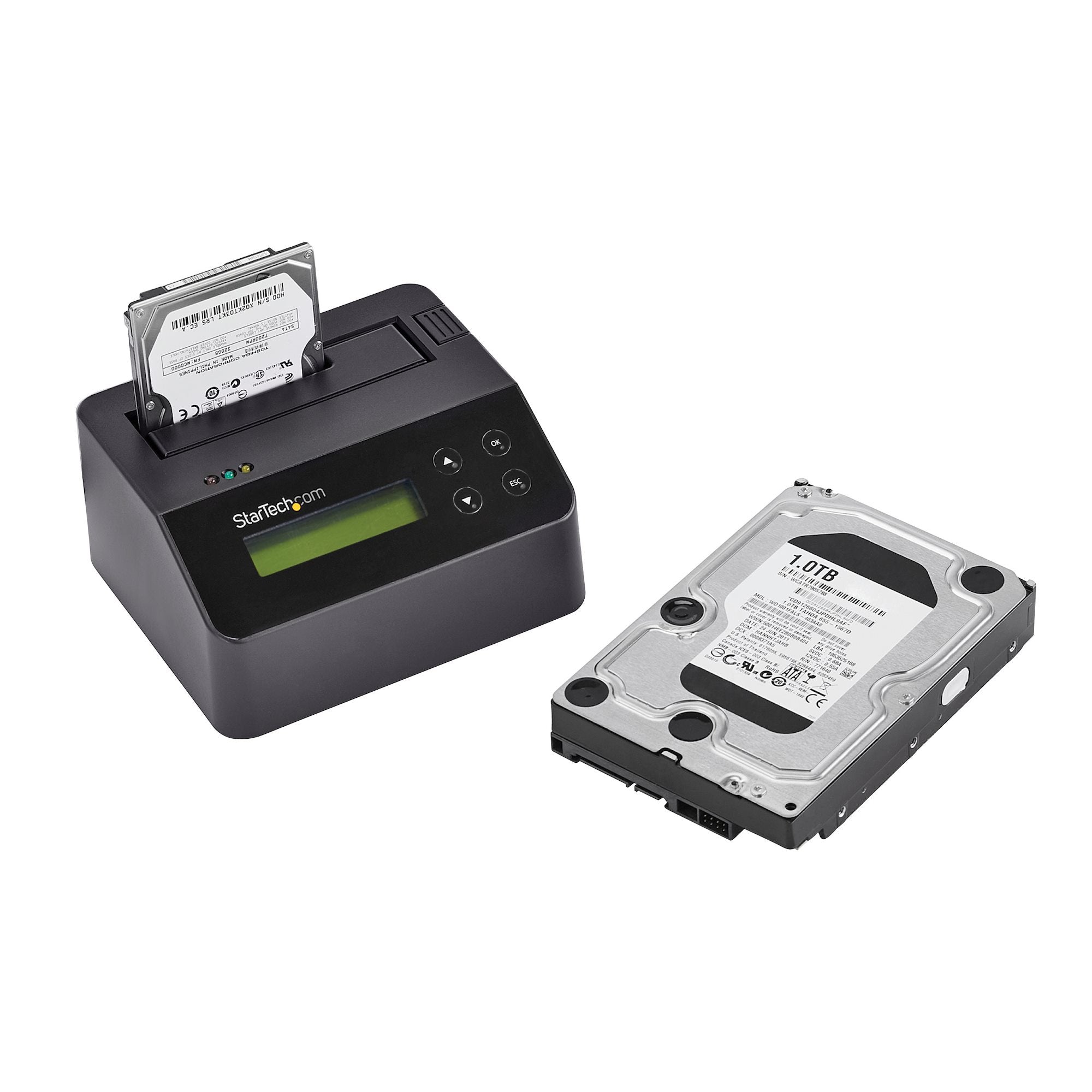 StarTech.com Effaceur de Disque Dur à Baie Unique, Nettoyeur d'HDD/SSD Autonome, 4Kn, USB 3.0 à SATA III (6 Gbps), 9 Modes d'Effacement, Dock Nettoyeur de Disque Dur Secure Erase, Port d'Imprimante DB-9, TAA