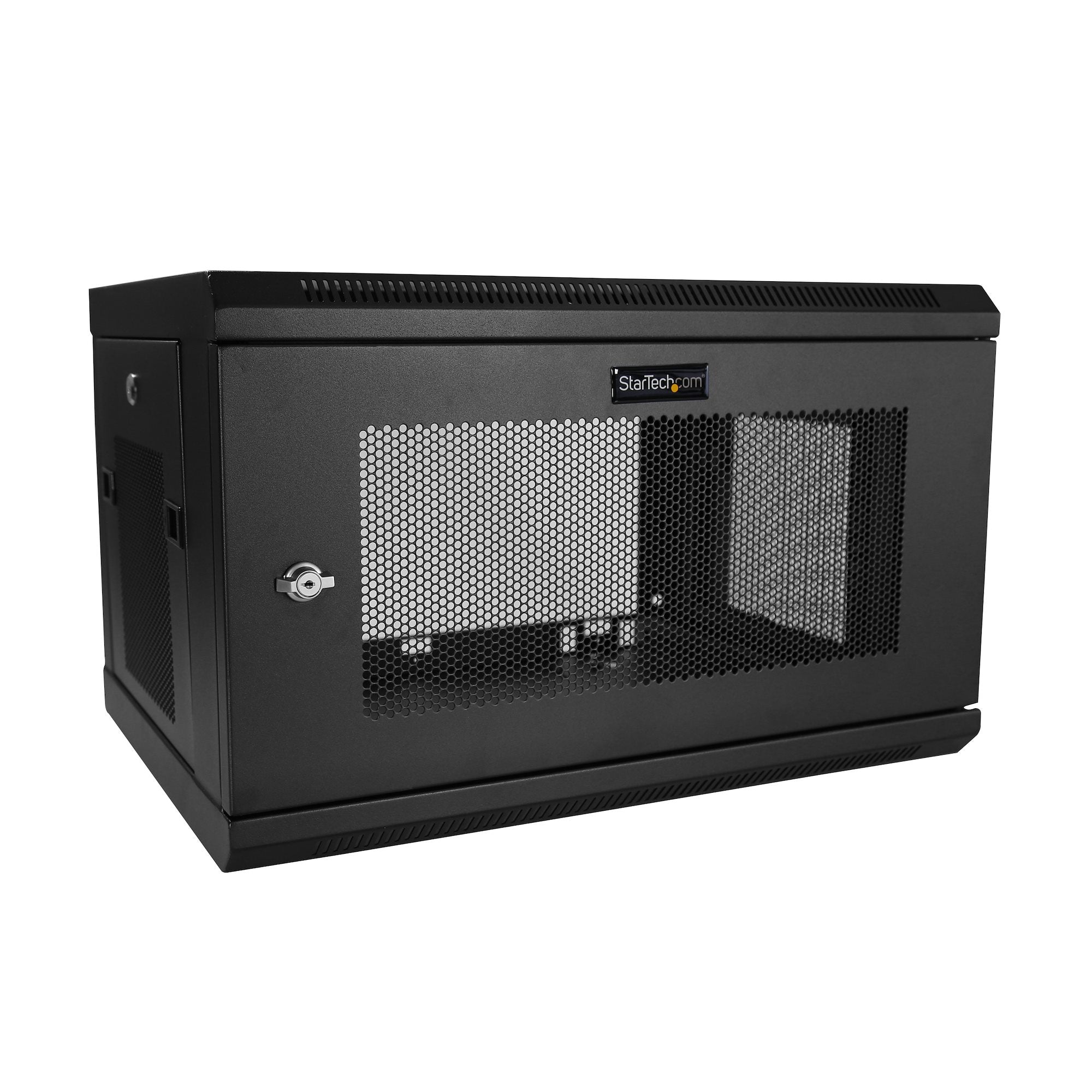 StarTech.com Armoire Réseau Murale à 2 Montants 6U avec Étagère 1U, Armoire Serveur Murale 19" à Charnières pour Équipement IT/AV/Électronique/Ordinateur, Armoire Rack Ventilée Flexible