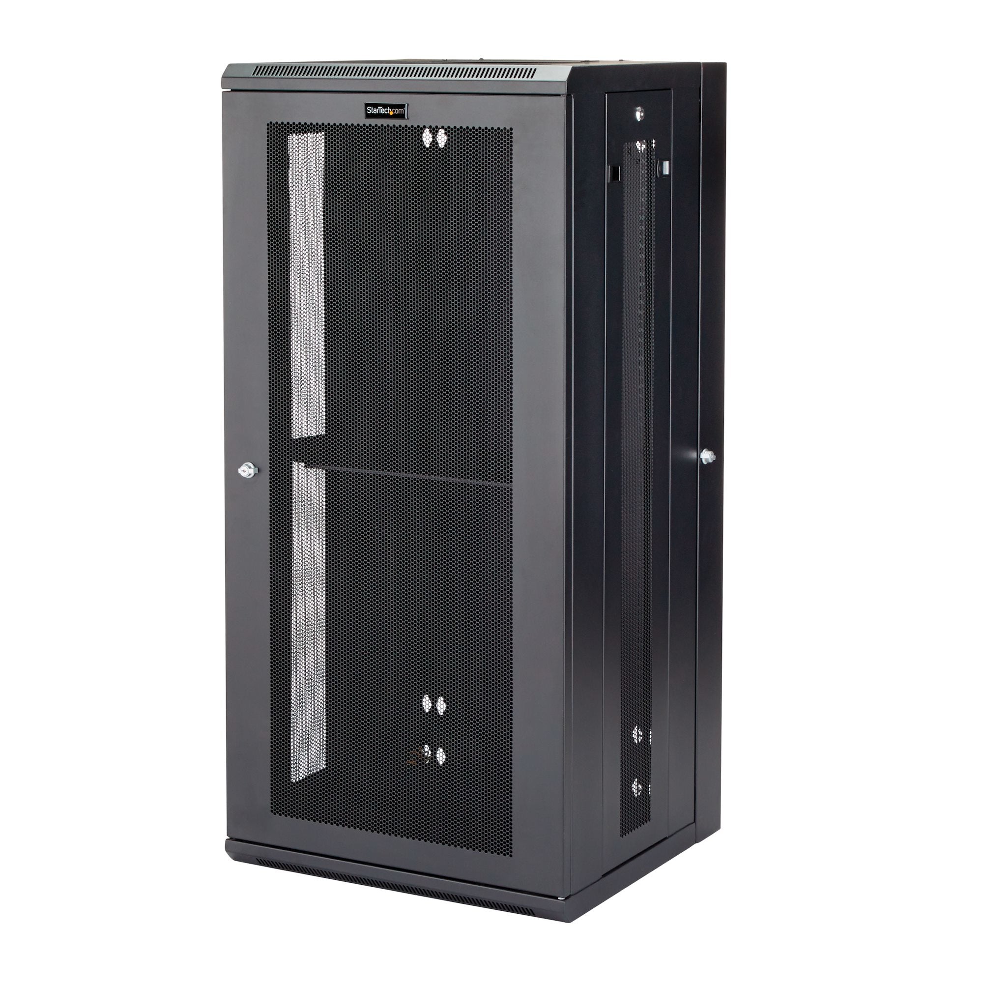 StarTech.com Armoire Réseau Murale à 4 Montants 26U avec Étagère 1U, Armoire Serveur Murale 19" à Charnières pour Équipement IT/AV/Électronique/Ordinateur, Armoire Rack Ventilée Flexible