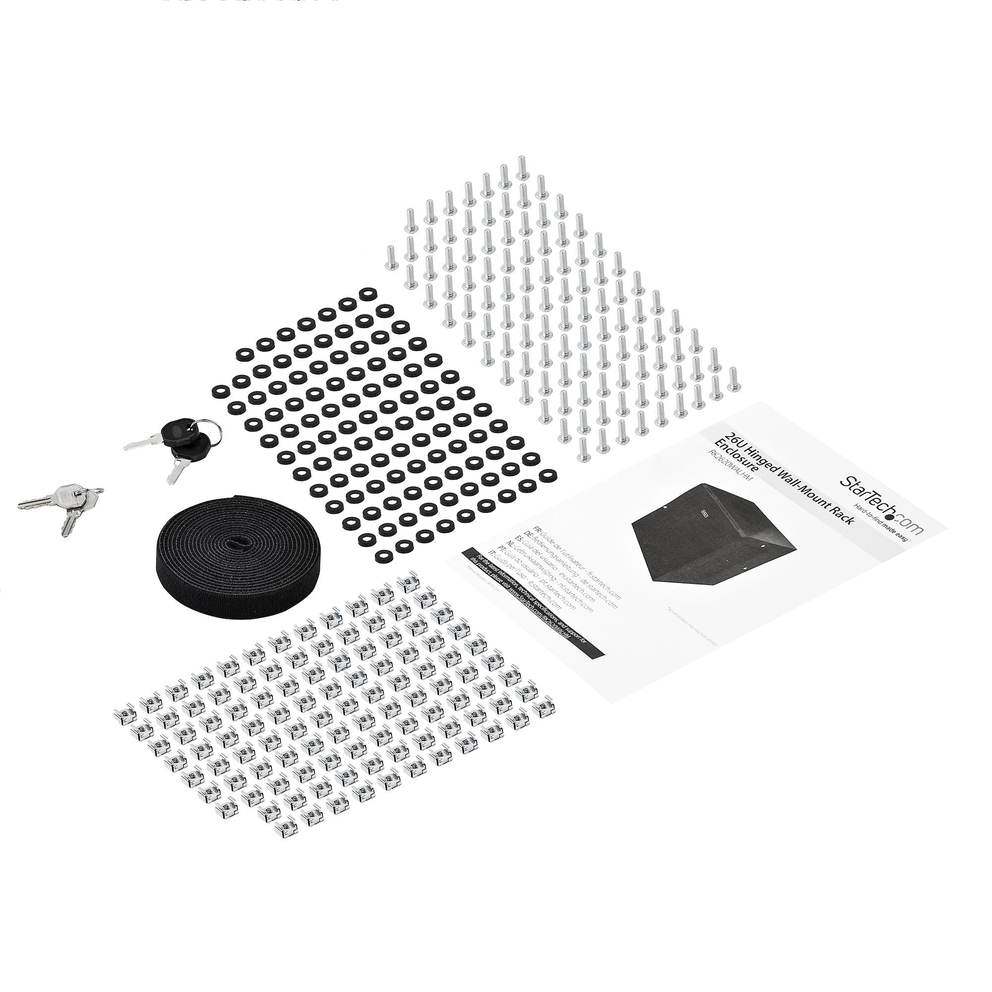 StarTech.com Armoire Réseau Murale à 4 Montants 26U avec Étagère 1U, Armoire Serveur Murale 19" à Charnières pour Équipement IT/AV/Électronique/Ordinateur, Armoire Rack Ventilée Flexible