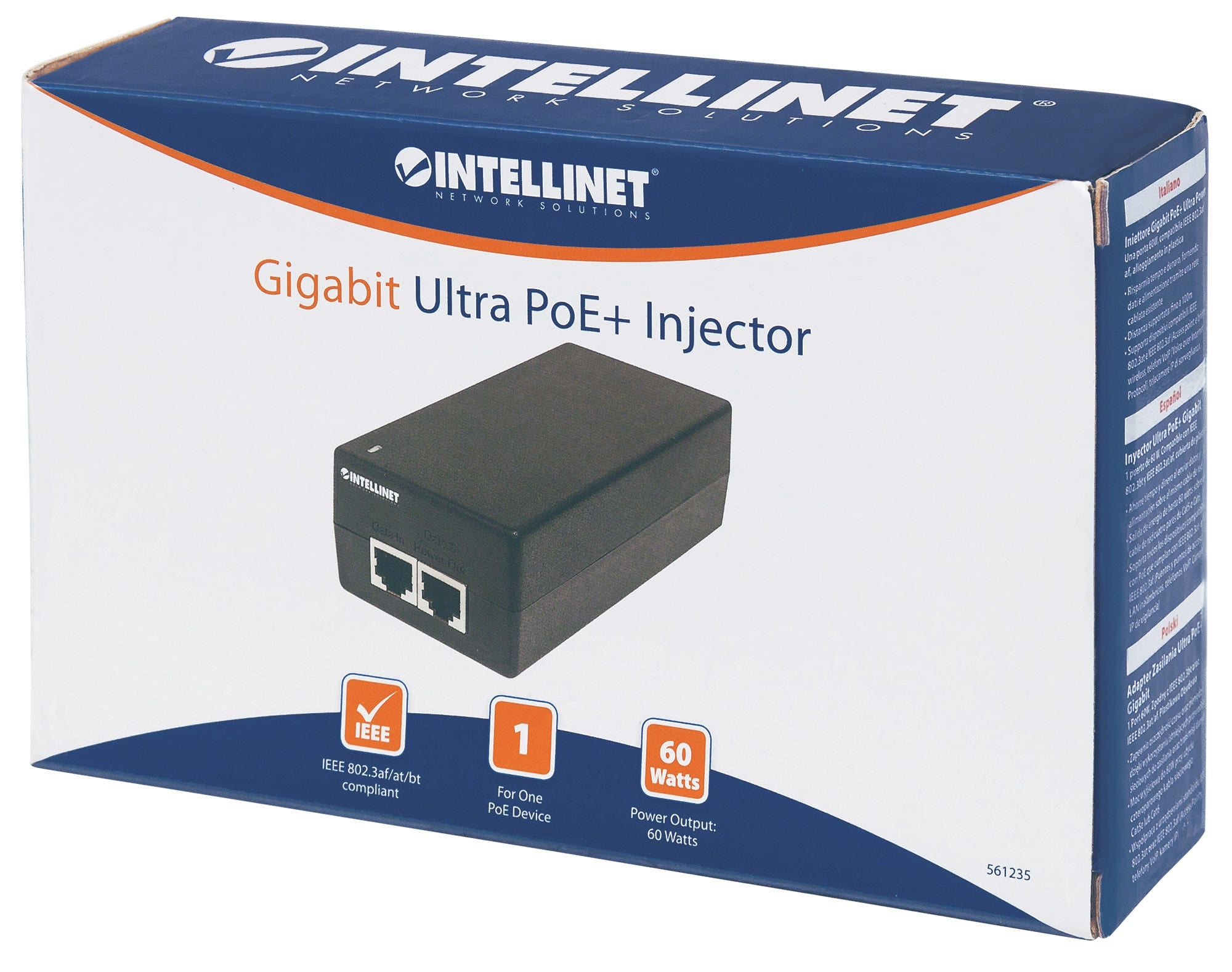 Intellinet 561235 adaptateur et injecteur PoE Gigabit Ethernet 48 V