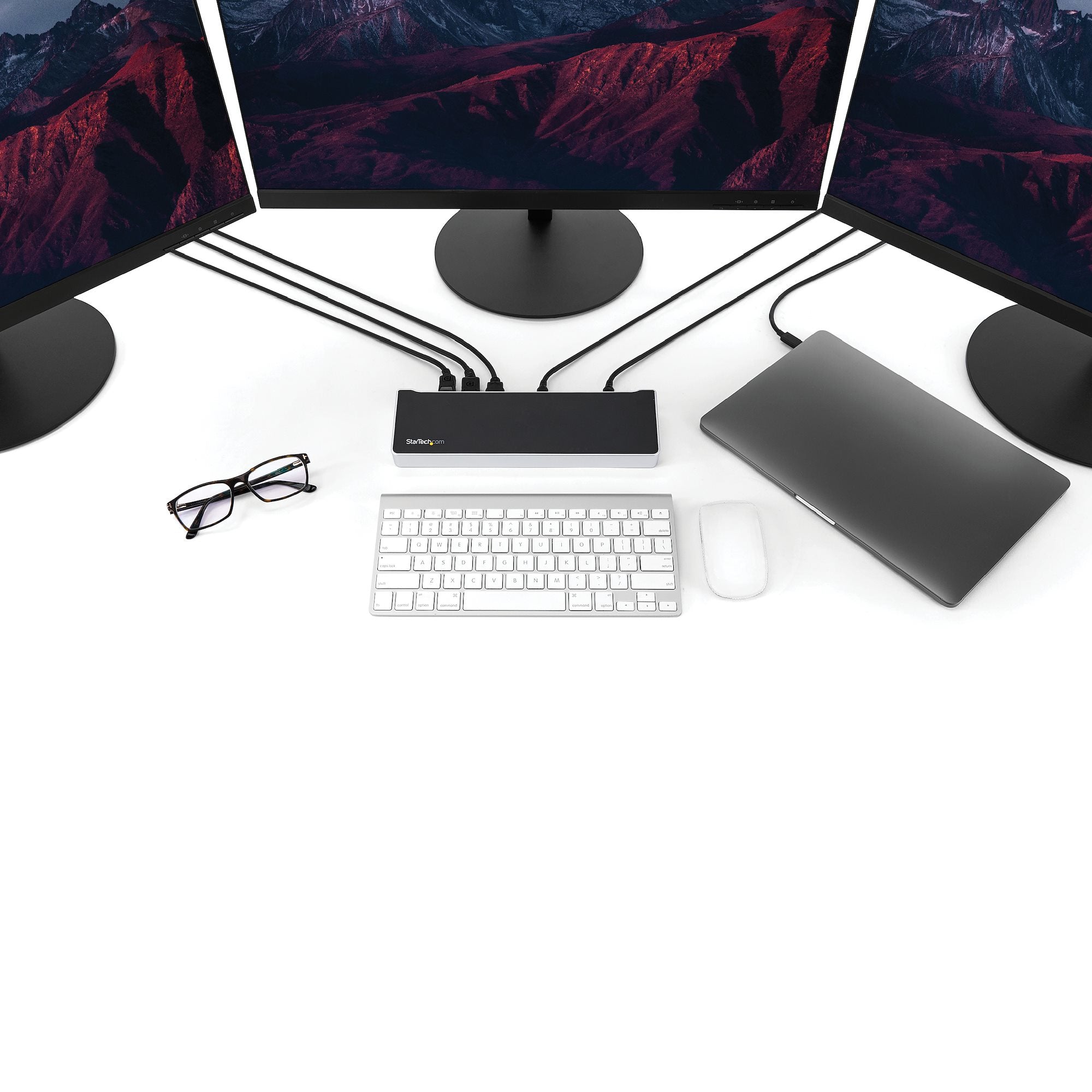 StarTech.com Station d'Accueil USB-C 4K, Station d'Accueil pour Triple Moniteur UHD 4K, Mac et Windows, USB C vers HDMI et DisplayPort, 60W Power Delivery, Hub 5x USB 5Gbps
