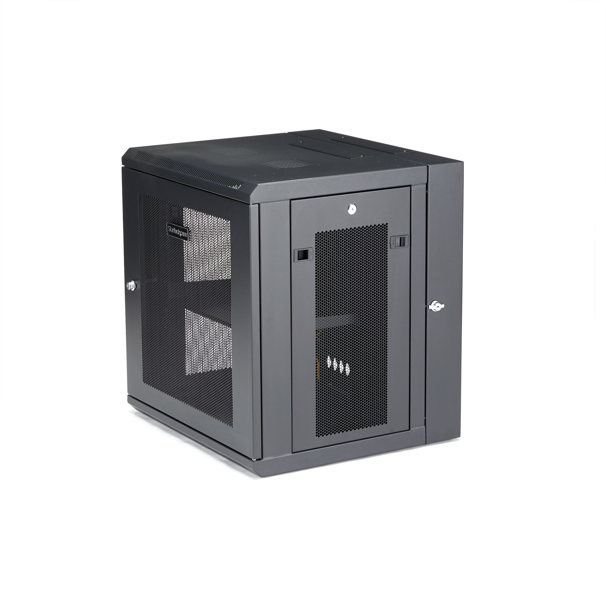 StarTech.com Armoire Réseau Murale à 4 Montants 12U avec Étagère 1U, Armoire Serveur Murale 19" à Charnières pour Équipement IT/AV/Électronique/Ordinateur, Armoire Rack Ventilée Flexible