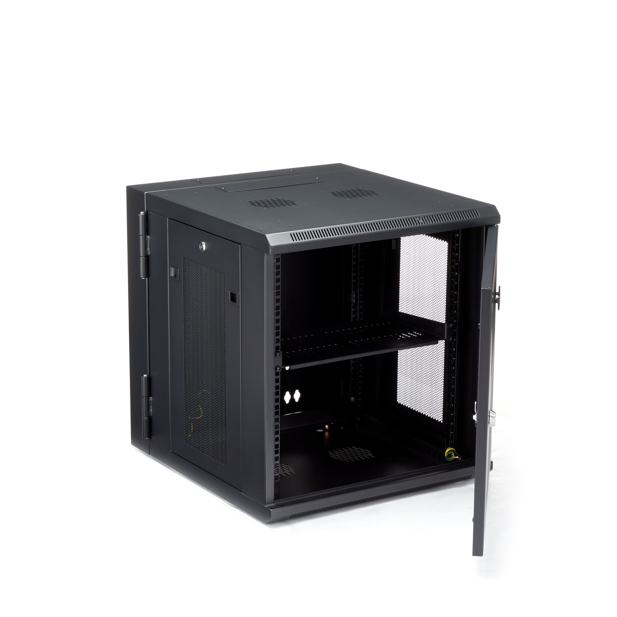 StarTech.com Armoire Réseau Murale à 4 Montants 12U avec Étagère 1U, Armoire Serveur Murale 19" à Charnières pour Équipement IT/AV/Électronique/Ordinateur, Armoire Rack Ventilée Flexible