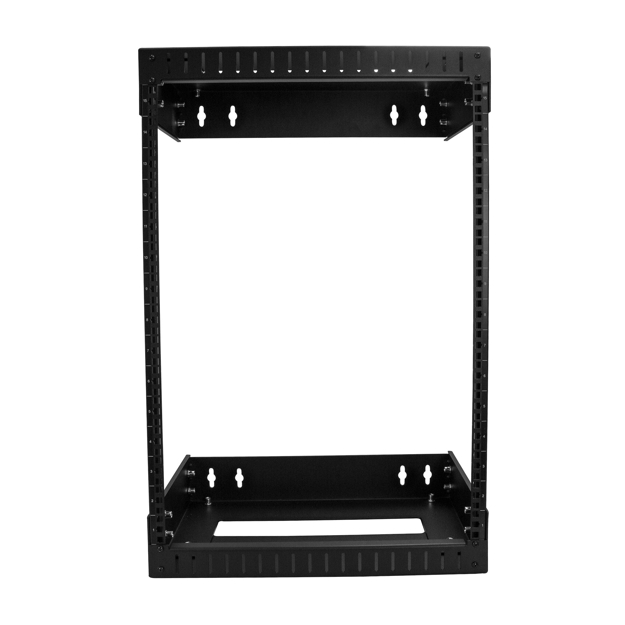 StarTech.com Rack Réseau Mural 15U à 2 Montants, Rack Serveur 19" à Cadre Ouvert avec Profondeur Ajustable, Rack de Données Mural pour IT/AV/Panneau de Patch/ Equipement IT - Écrous et Vis de Fixation Inclus