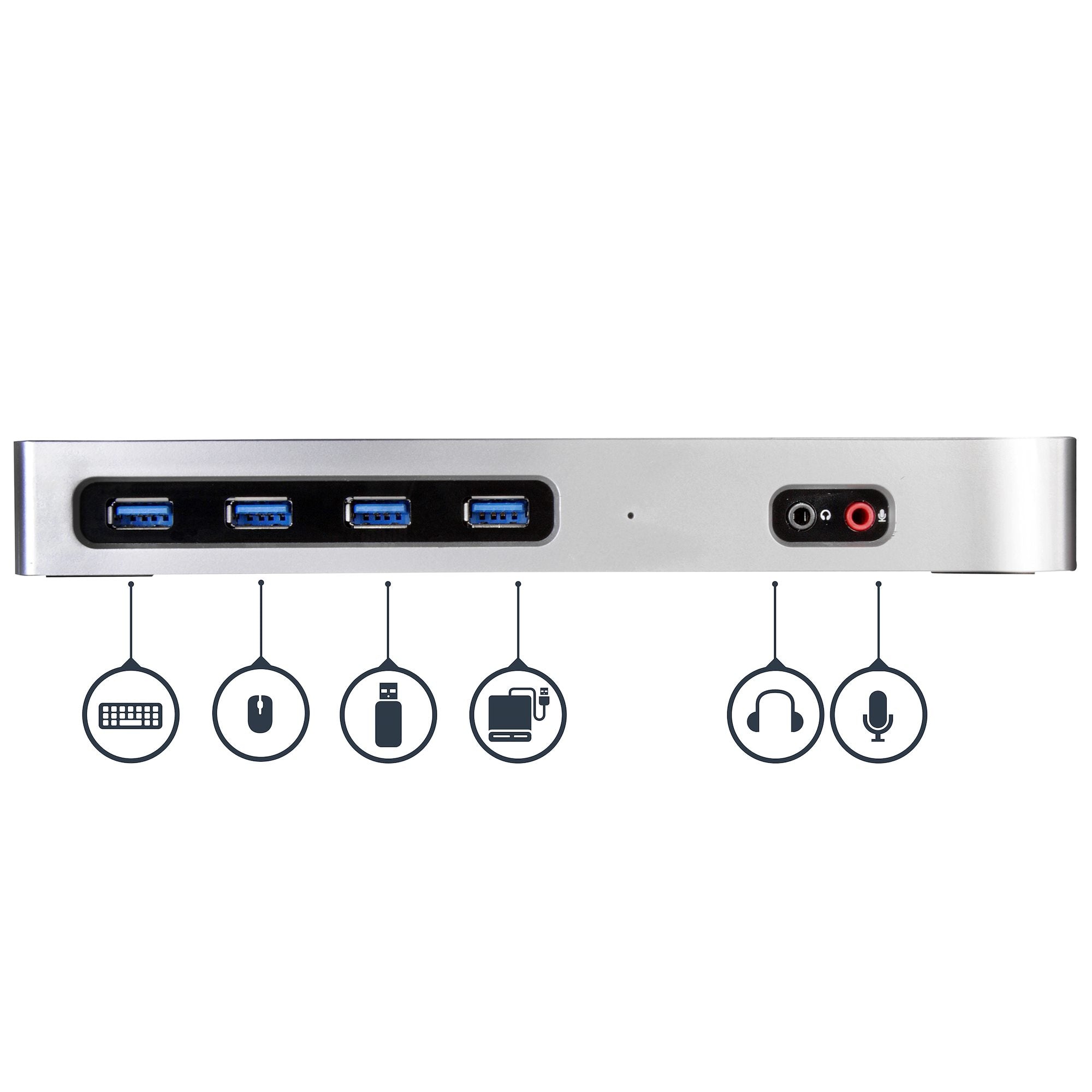 StarTech.com Station d'Accueil Double Écran 4K60Hz DisplayPort et HDMI - Dock USB-C et USB-A - Dock USB 3.0 pour PC Portables USB-C ou USB-A - 6x USB Type-A, GbE - USB 3.1 Gen 1 - Mac/Windows