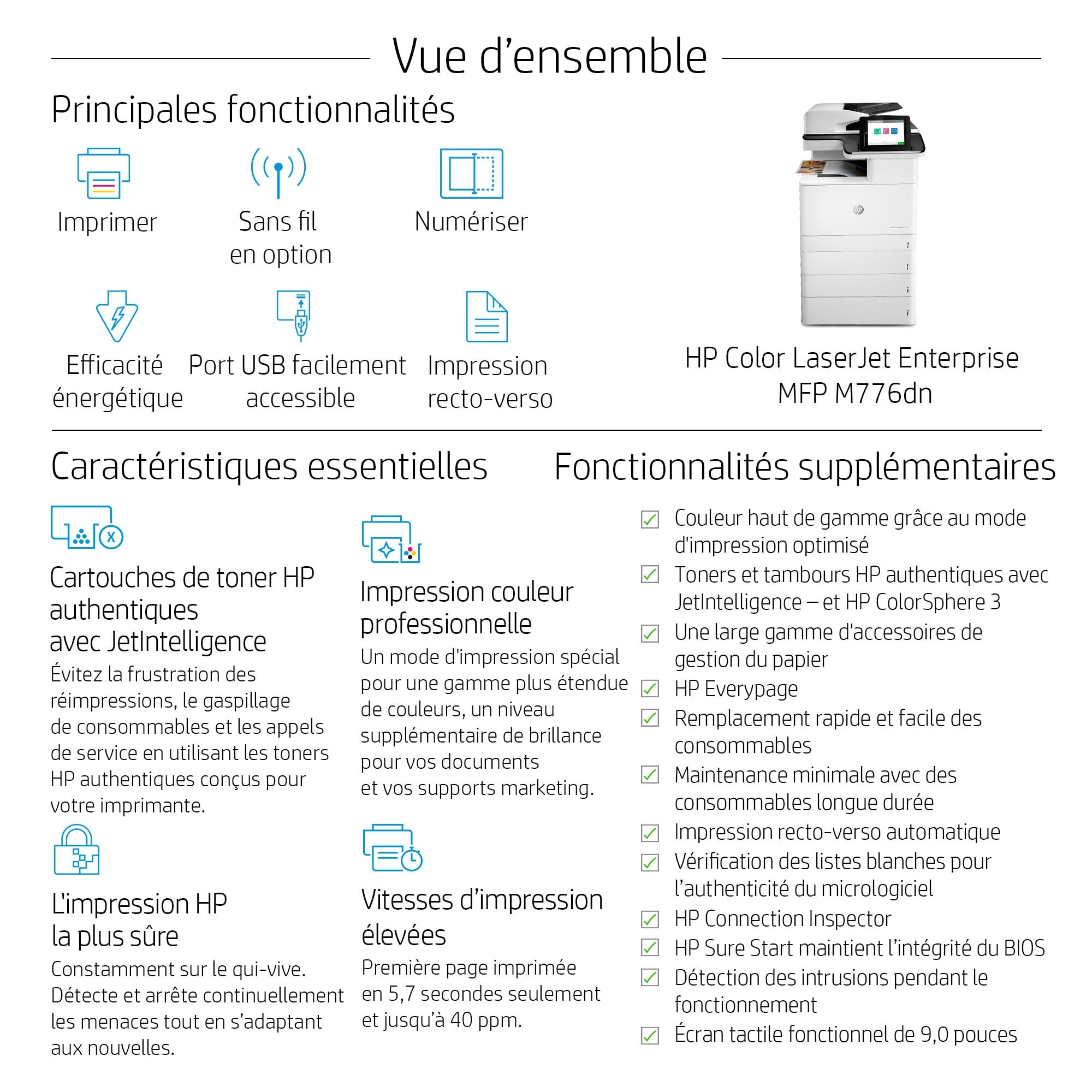 HP Color LaserJet Enterprise Imprimante multifonction M776dn