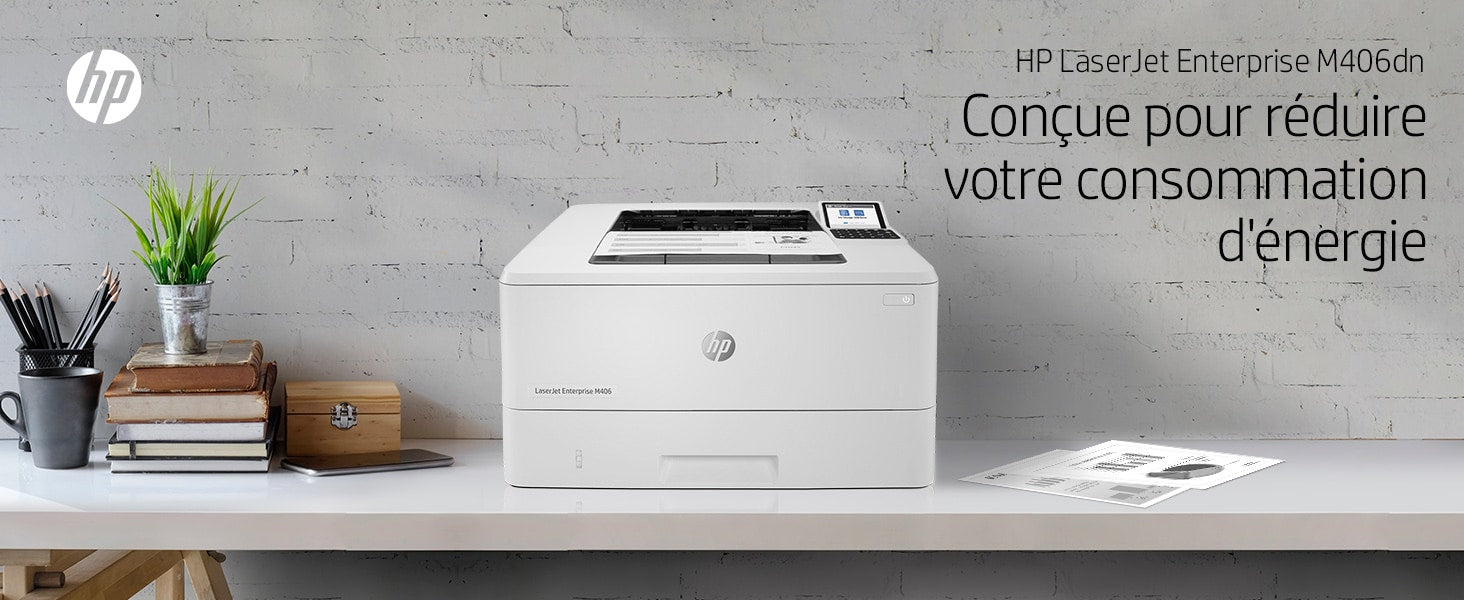 HP LaserJet Enterprise M406dn, Noir et blanc, Imprimante pour Entreprises, Imprimer, Taille compacte; Sécurité renforcée; Impression recto-verso; Éco-énergétique; Impression USB en façade