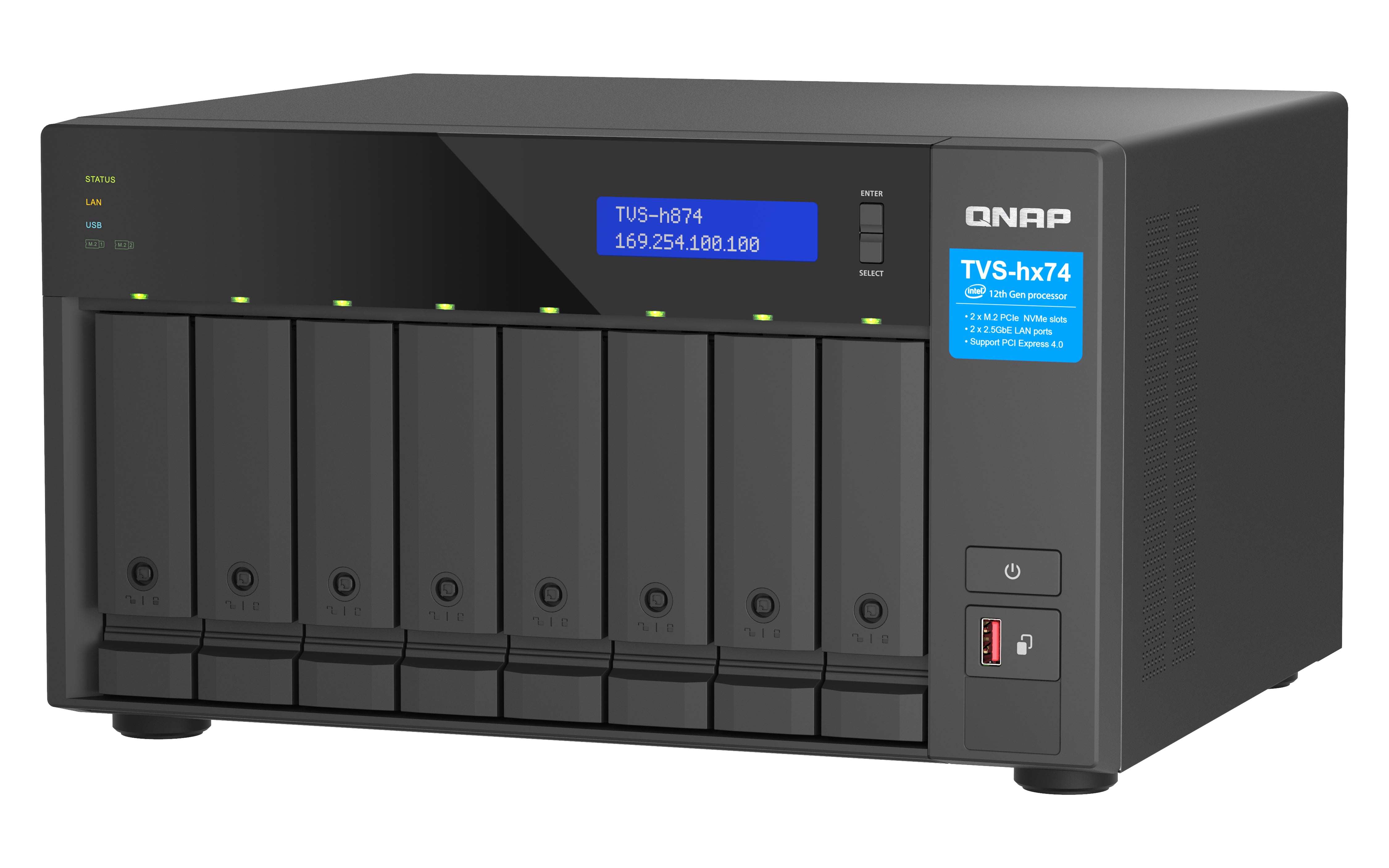 QNAP TVS-H874T-I9-64G serveur de stockage NAS Tower Intel® Core™ i9 64 Go DDR4 0 To QNAP QTS Noir