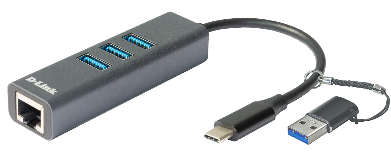 D-Link Adaptateur USB-C/USB vers Gigabit Ethernet avec 3 ports USB 3.0 DUB-2332