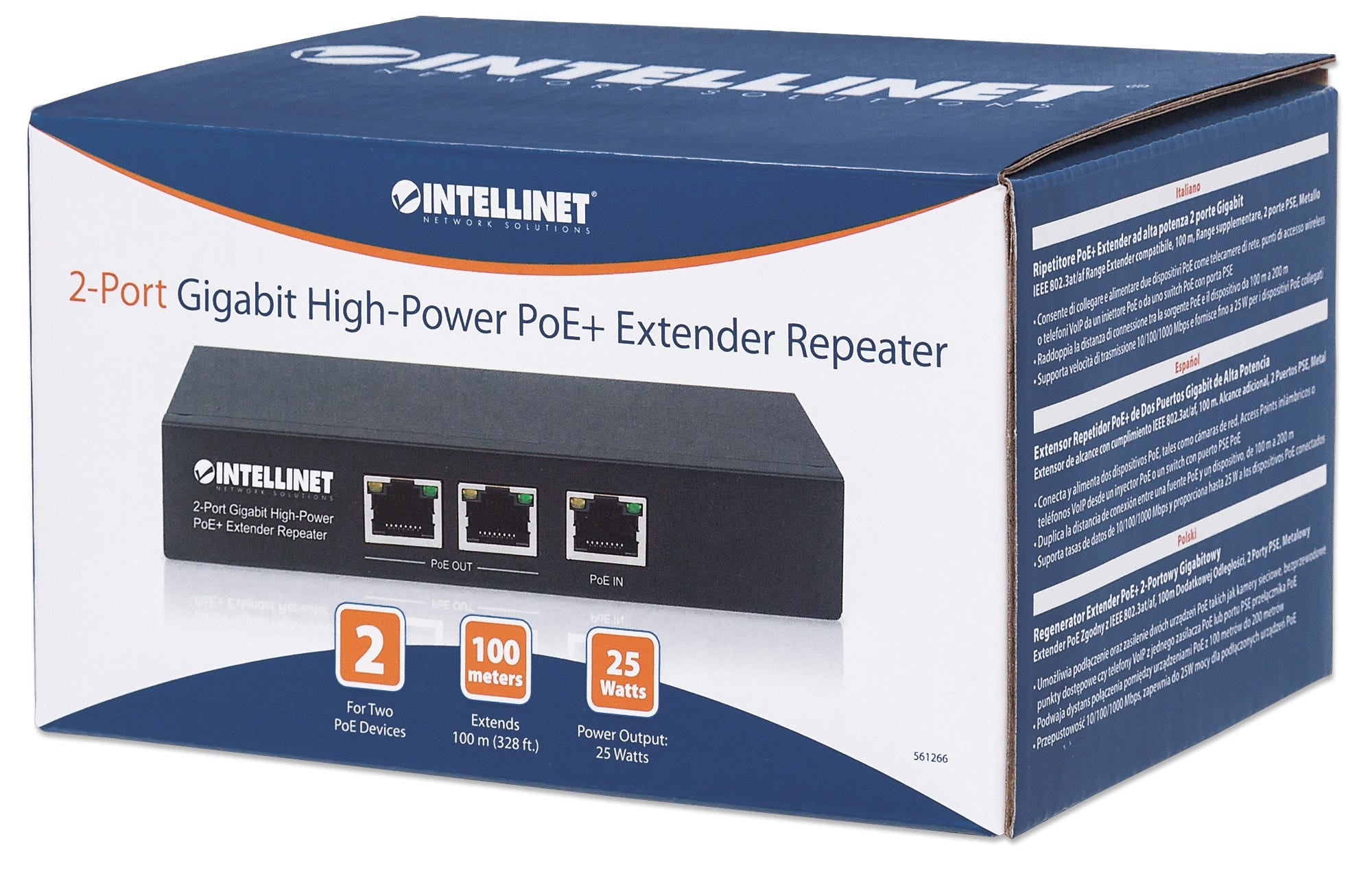 Intellinet 561266 commutateur réseau Non-géré Gigabit Ethernet (10/100/1000) Connexion Ethernet, supportant l'alimentation via ce port (PoE) Noir