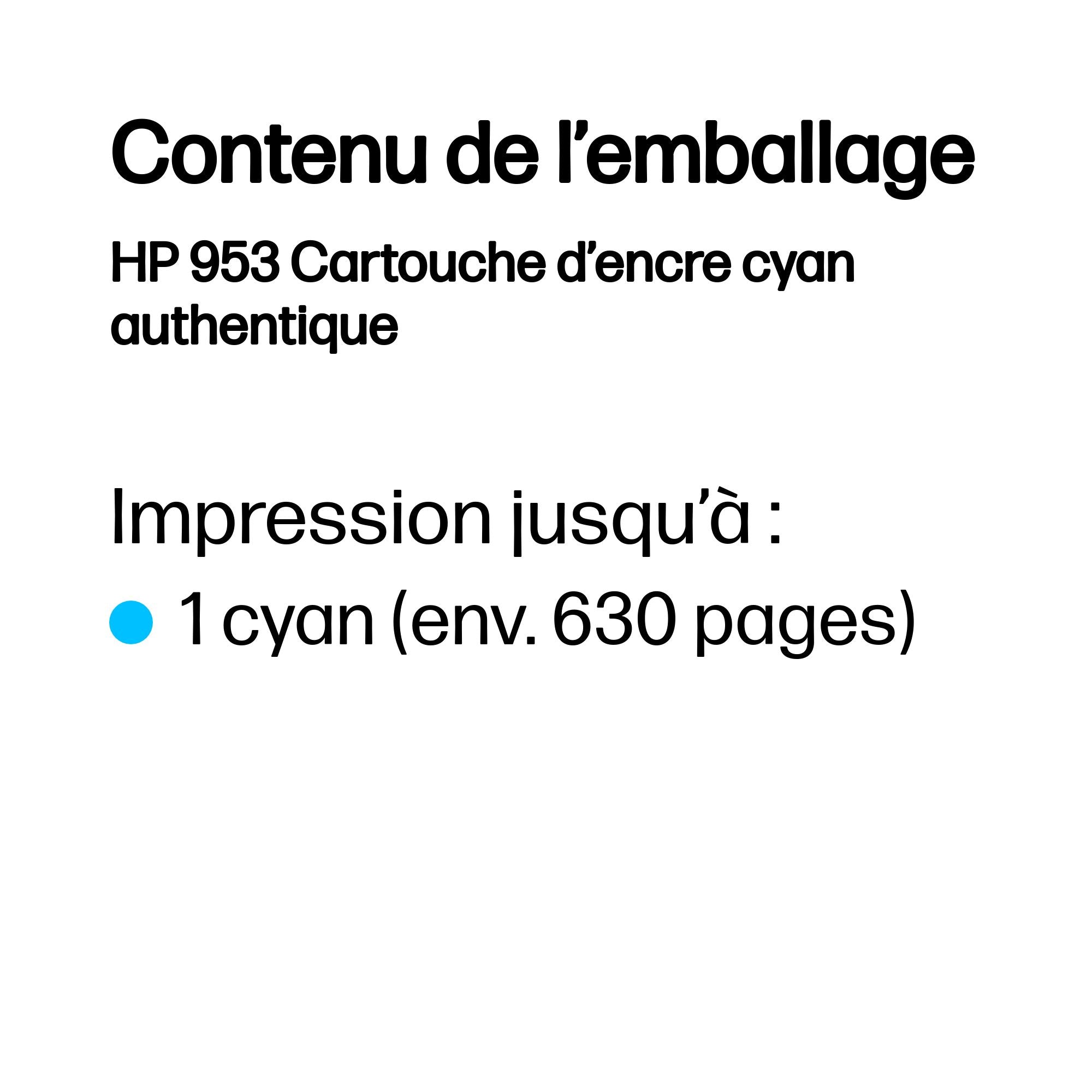 HP 953 Cartouche dencre cyan authentique