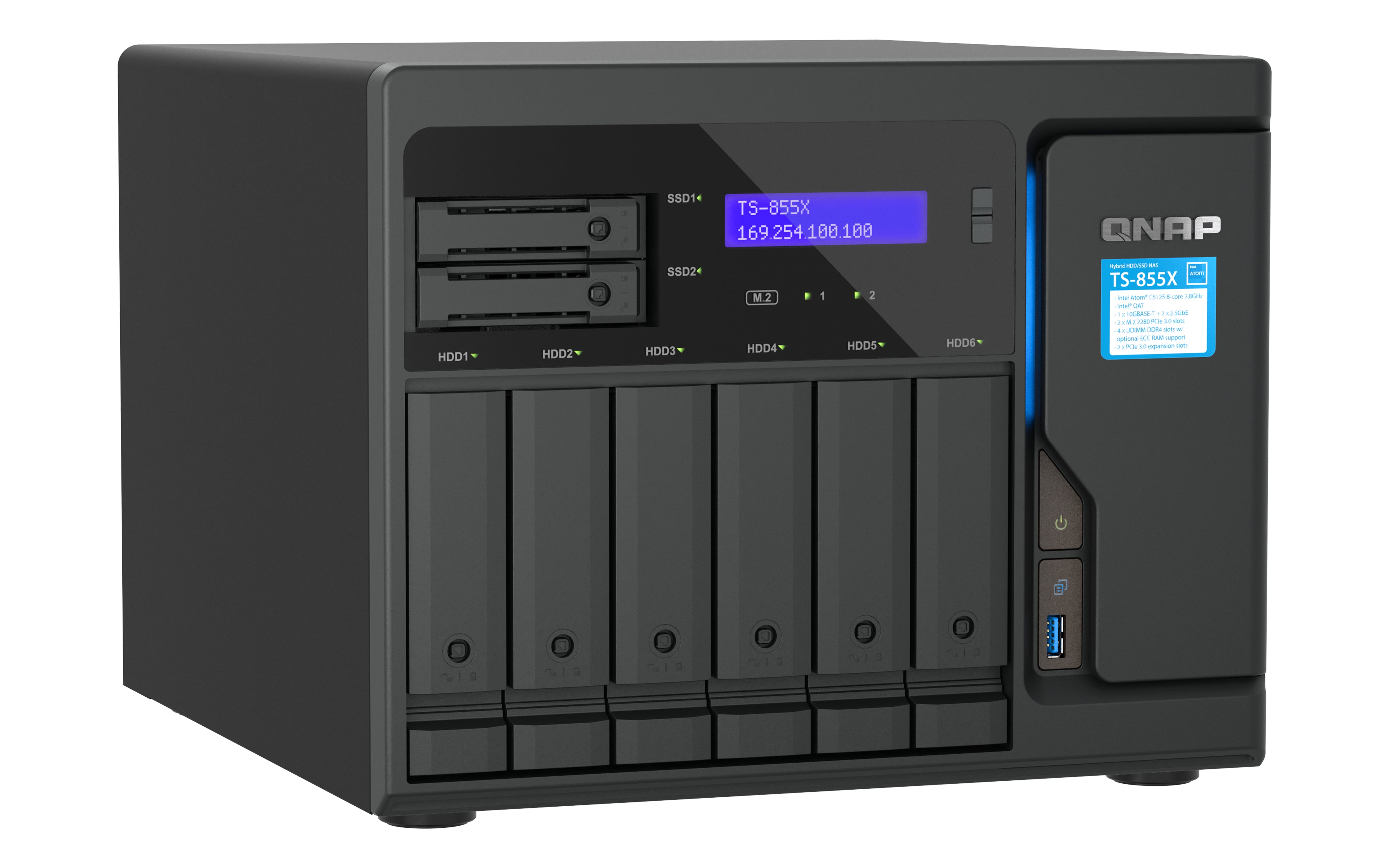 QNAP TS-855X SAN Tower Intel Atom® C5125 8 Go DDR4 0 To QNAP QTS Noir