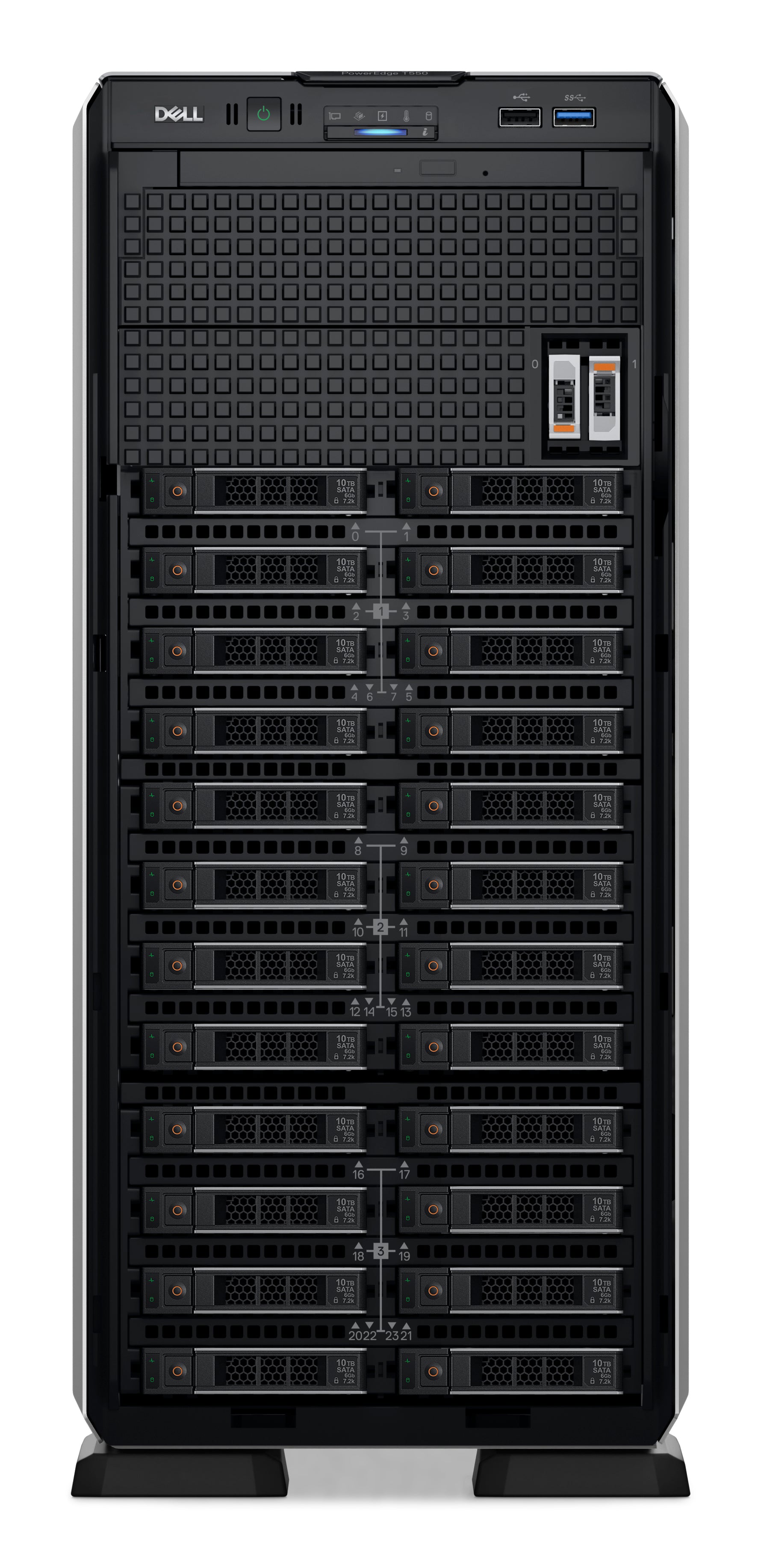 DELL PowerEdge T550 serveur 480 Go Tour (5U) Intel® Xeon® Silver 4309Y 2,8 GHz 16 Go DDR4-SDRAM 700 W