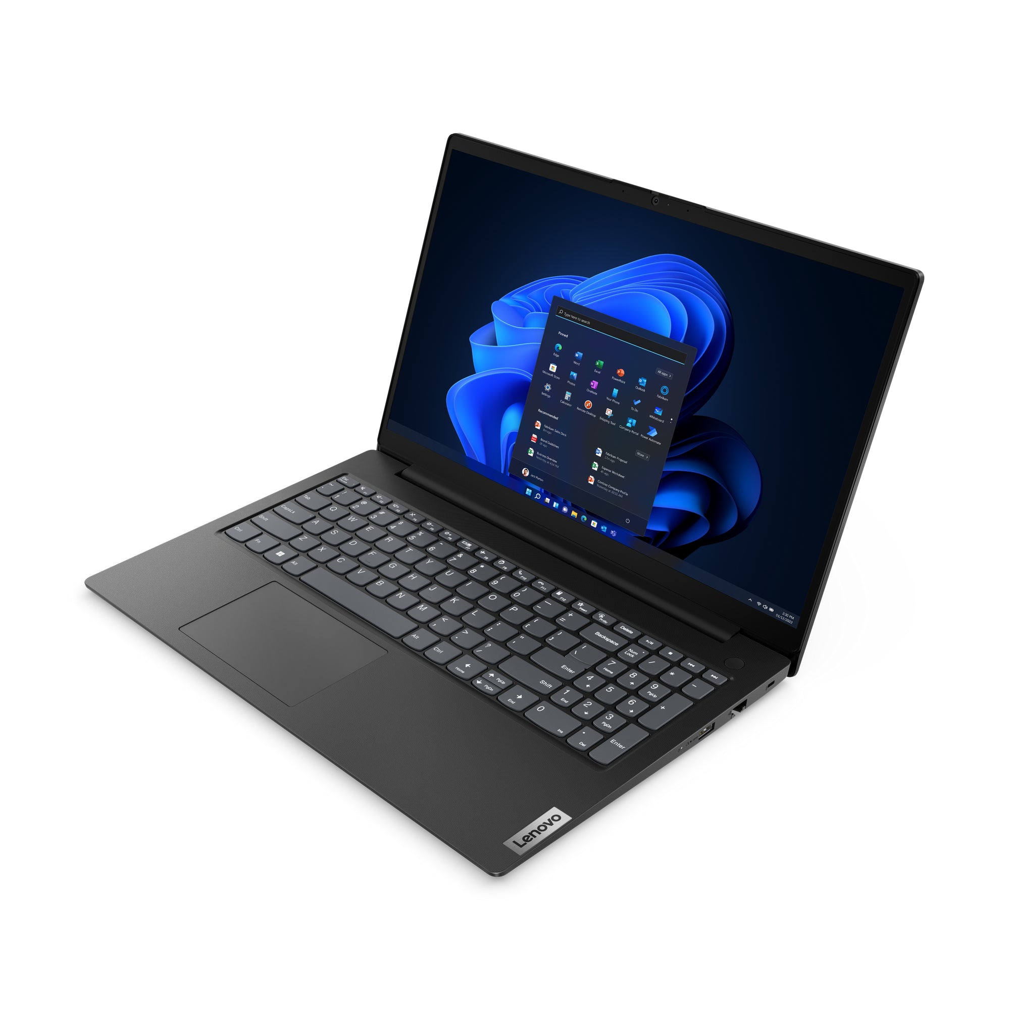 Lenovo V15 G4 AMN AMD Ryzen™ 5 7520U Ordinateur portable 39,6 cm (15.6") Full HD 8 Go LPDDR5-SDRAM 256 Go SSD Wi-Fi 5 (802.11ac) Windows 11 Pro Allemand Noir