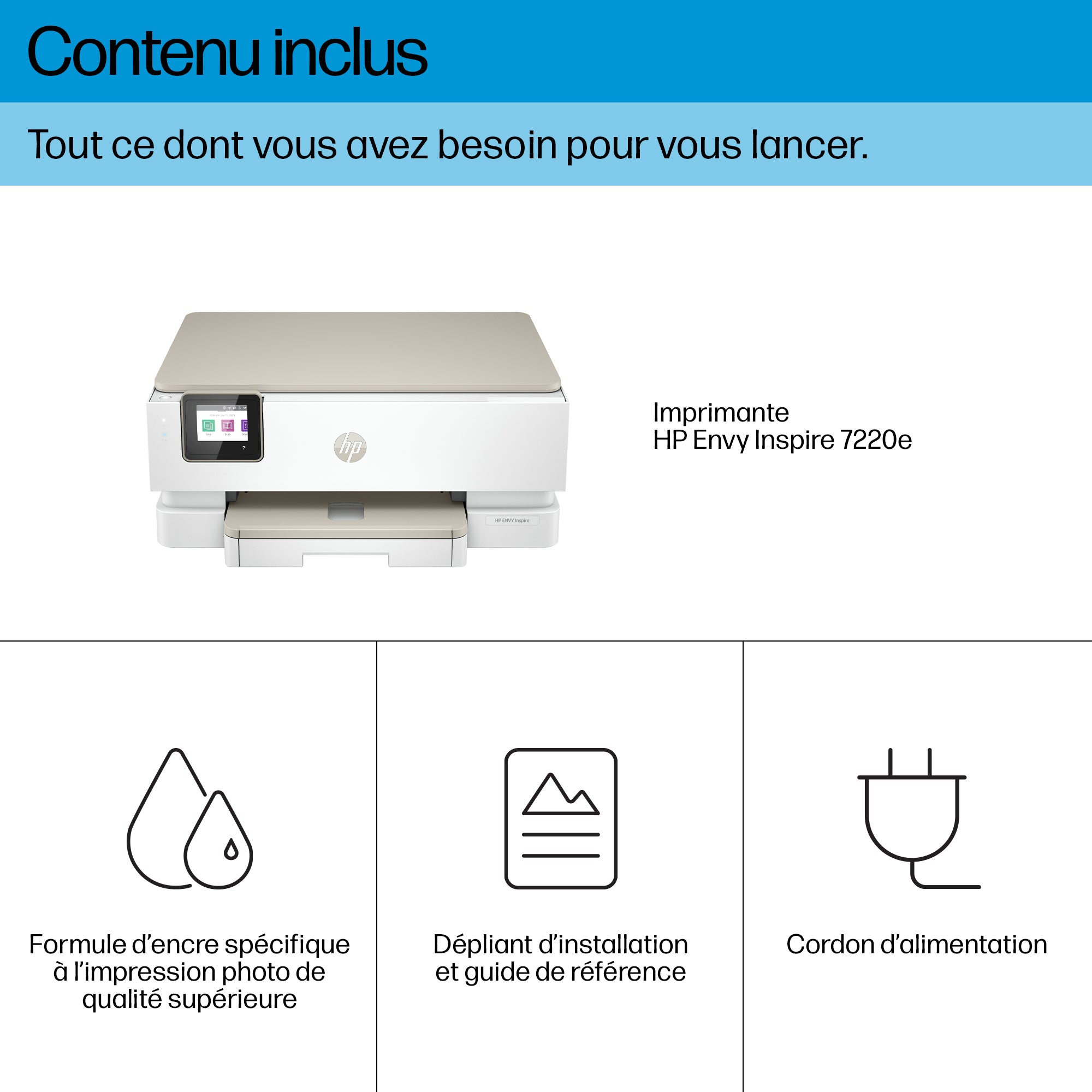 HP ENVY Inspire 7220e Sans fil All-in-One Couleur Imprimante, Instant Ink; copieur, scanner