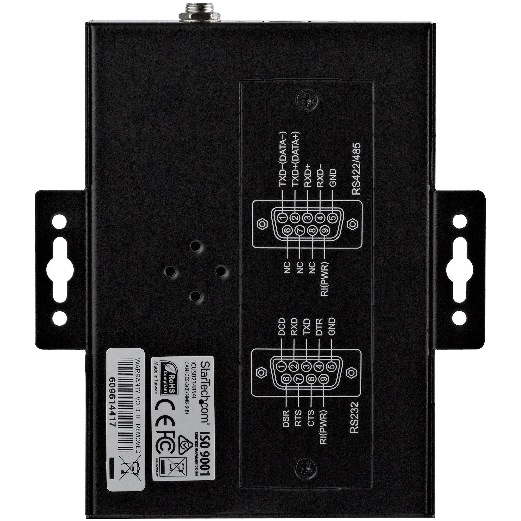 StarTech.com Hub Série 4 Ports USB vers RS232/RS485/RS422 - Convertisseur Industriel USB 2.0 vers DB9 - IP30 - Hub Série Métallique Montable sur Rail DIN - Protection ESD 15kV