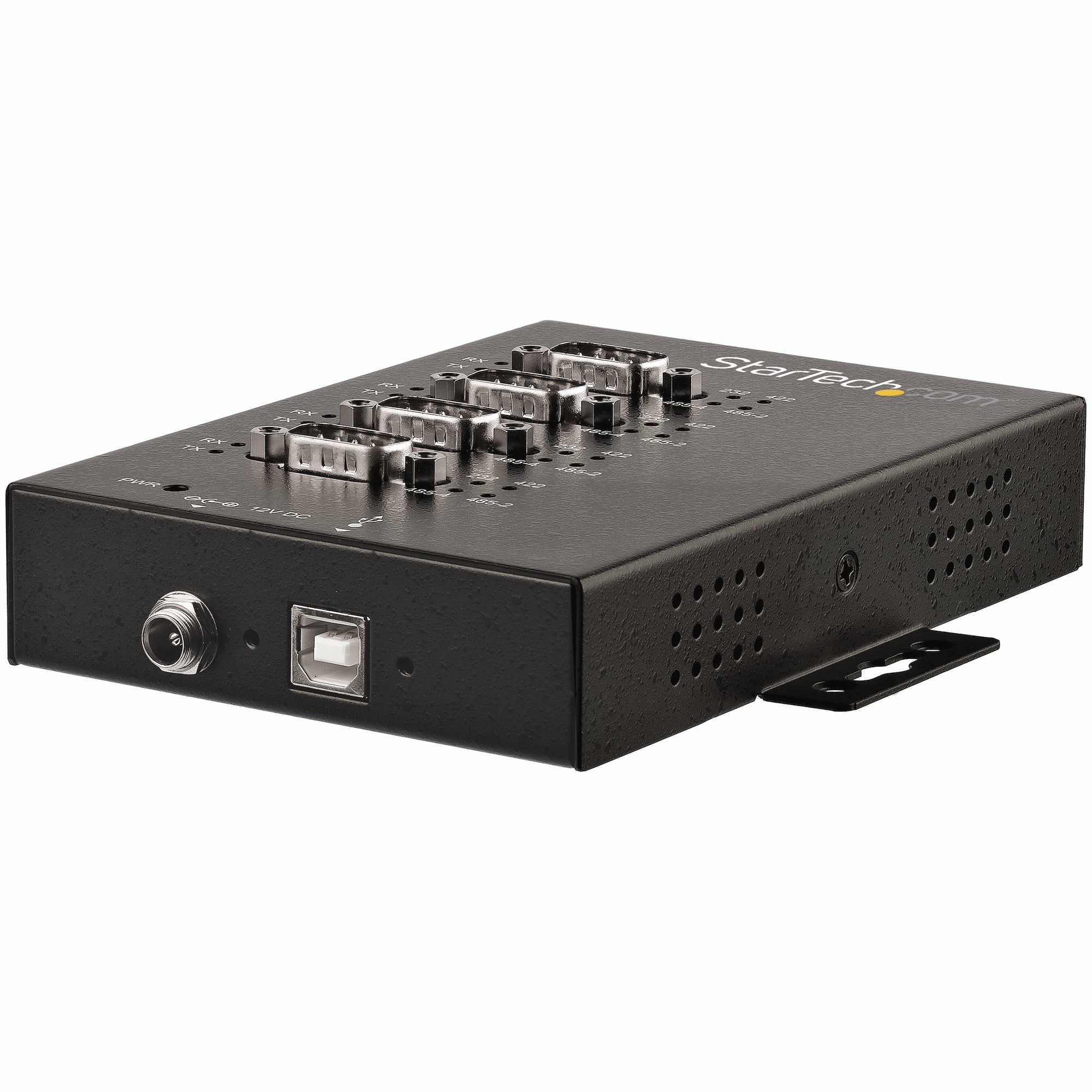 StarTech.com Hub Série 4 Ports USB vers RS232/RS485/RS422 - Convertisseur Industriel USB 2.0 vers DB9 - IP30 - Hub Série Métallique Montable sur Rail DIN - Protection ESD 15kV