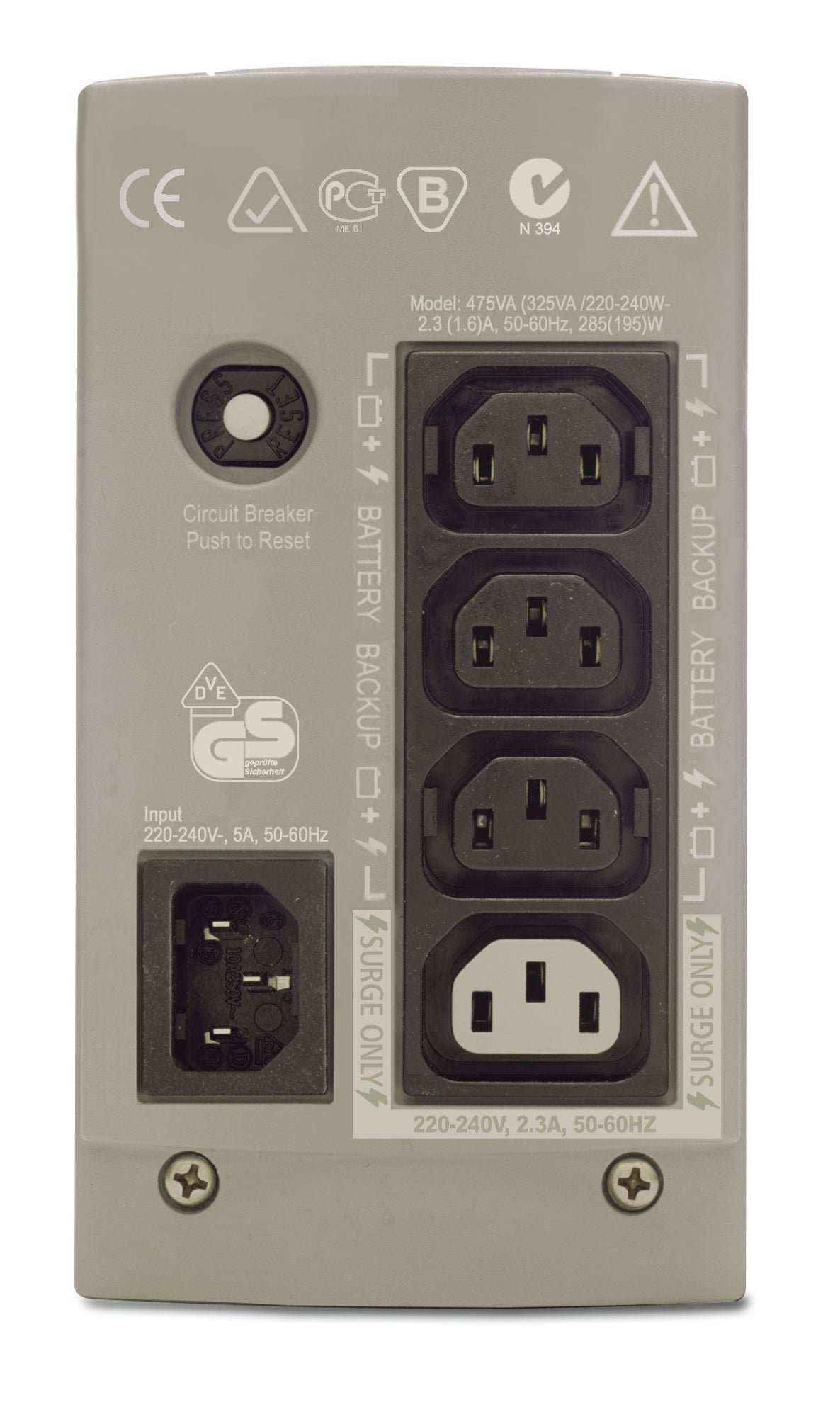 APC Back-UPS CS 325 w/o SW alimentation d'énergie non interruptible 0,325 kVA 210 W