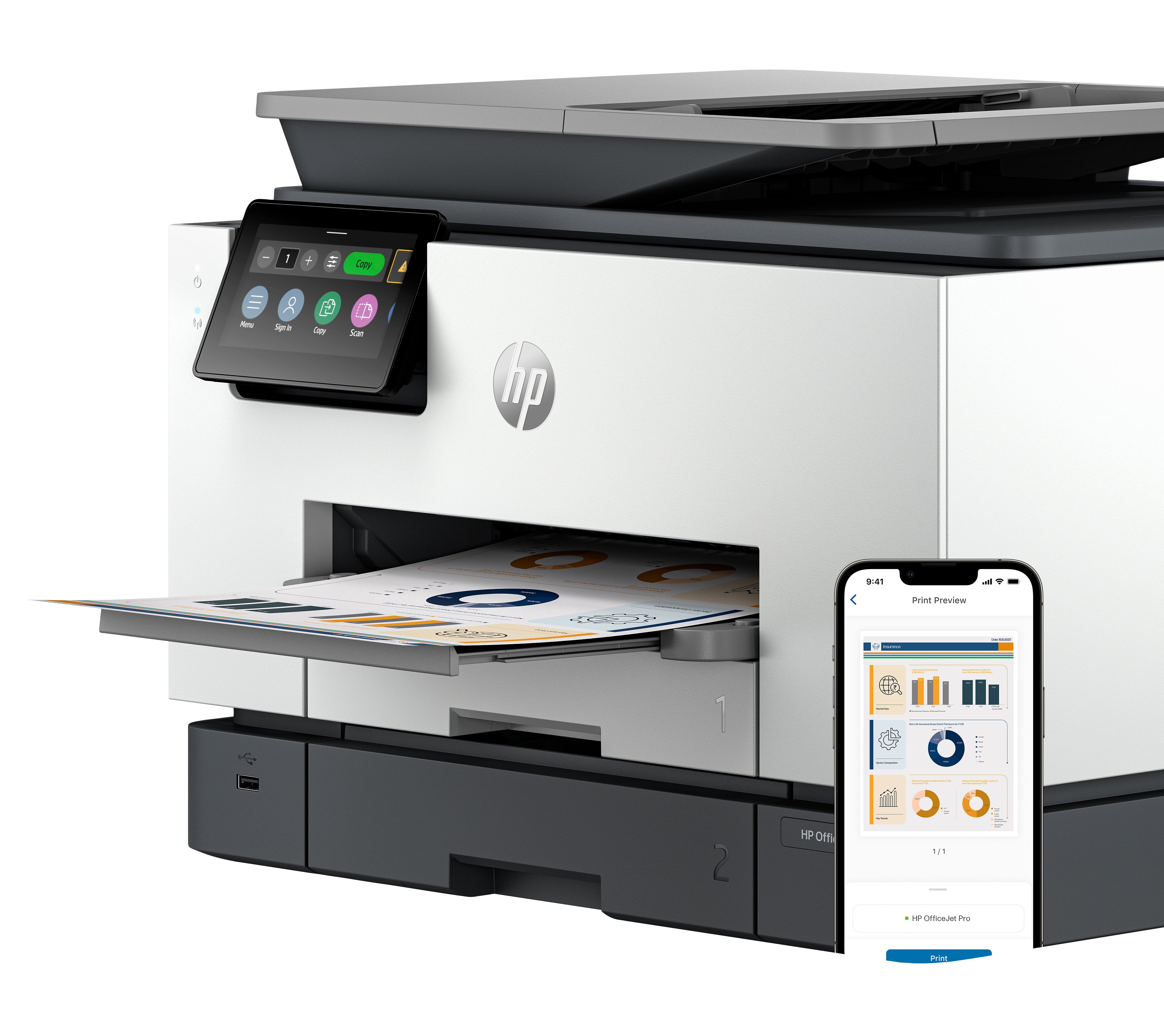 HP OfficeJet Pro 9130b Sans fil All-in-One Couleur Imprimante, Impression recto-verso; copieur, scanner