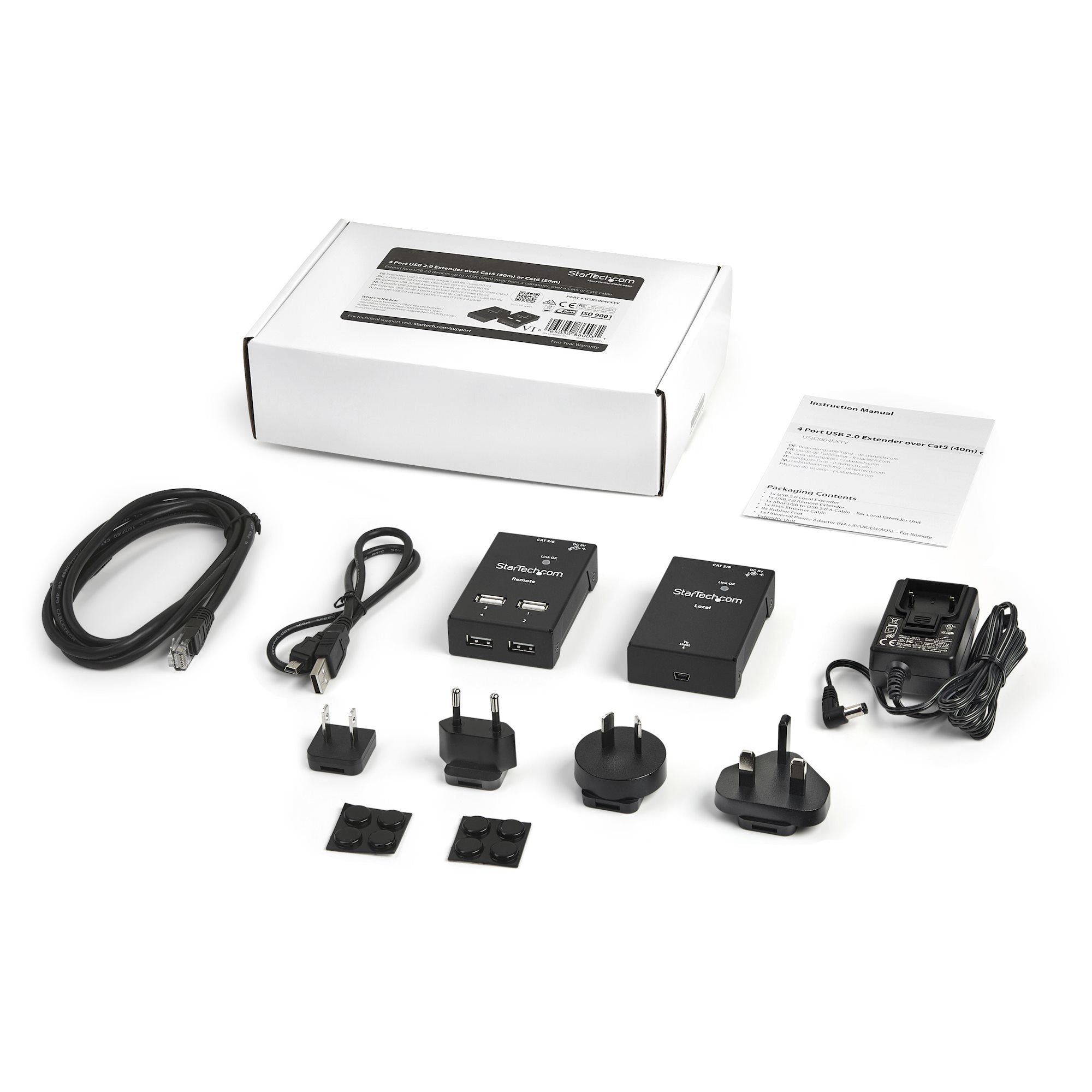 StarTech.com Prolongateur USB 2.0 4 Ports - Extendeur USB sur Cat5/Cat6 Jusqu'à 40m - Prolongateur Compact USB 2.0 sur Ethernet