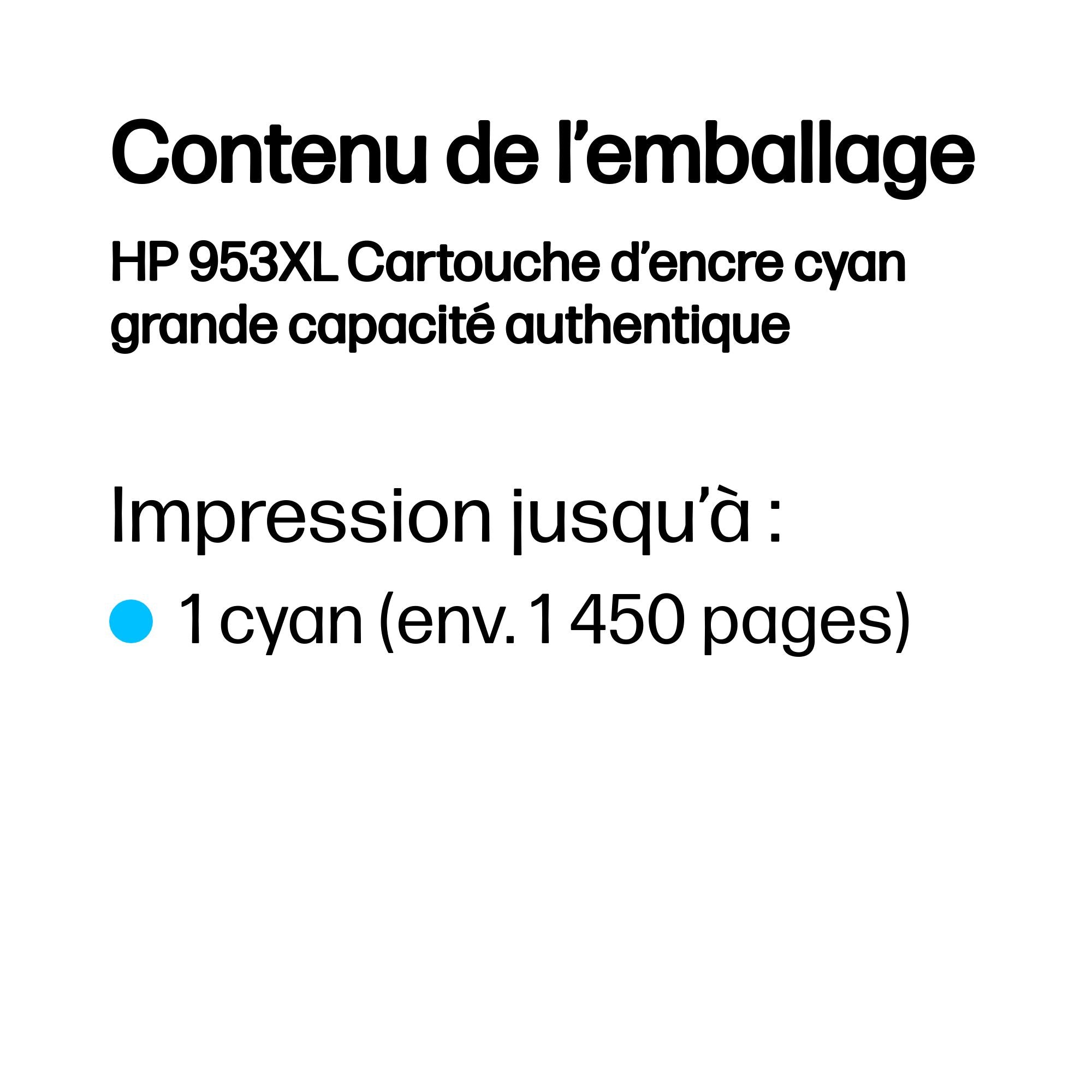 HP 953XL Cartouche dencre cyan grande capacité authentique