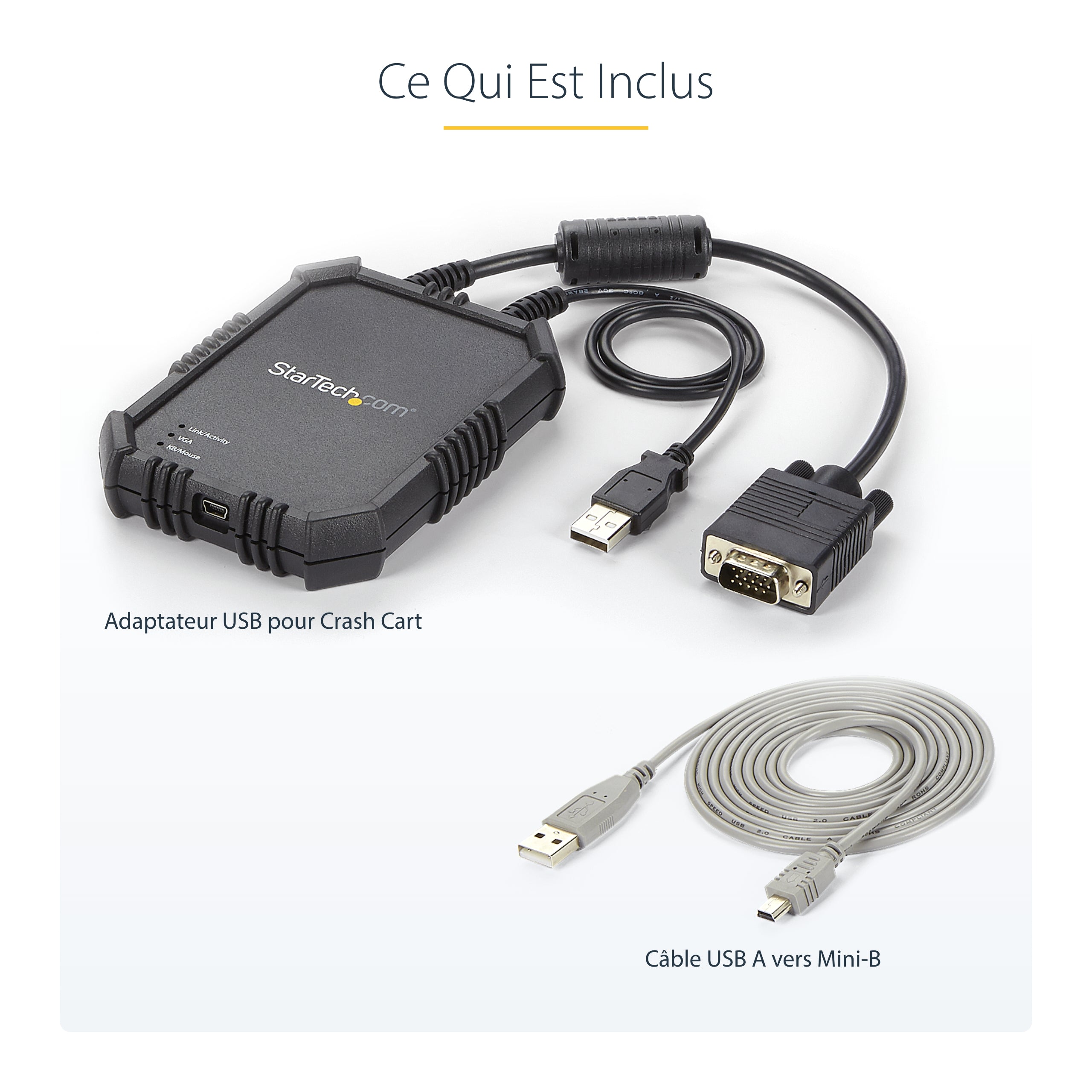 StarTech.com Adaptateur crash cart pour PC portable avec boîtier durable - Console KVM USB avec transfert de fichier et acquisition vidéo