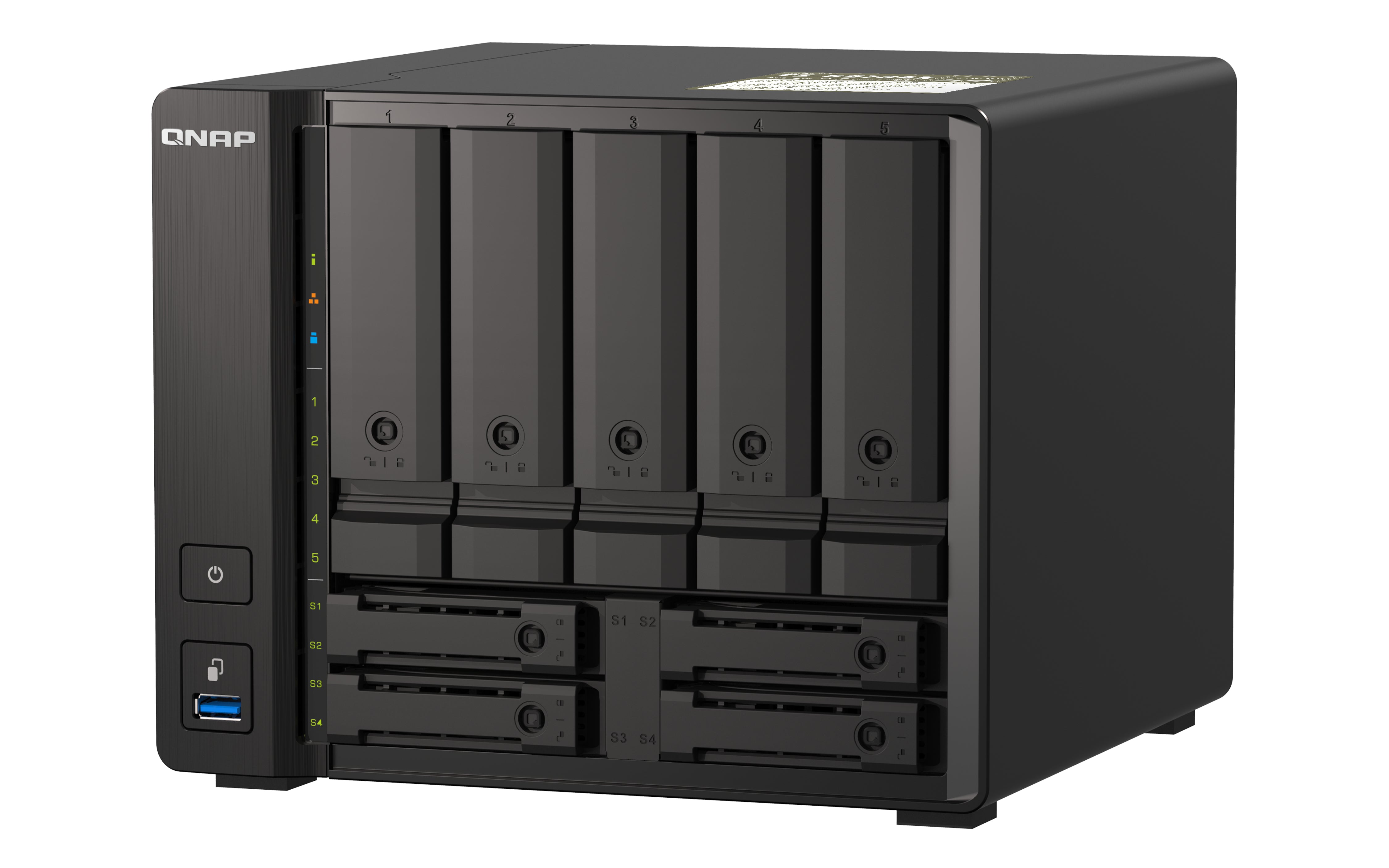 QNAP TS-H973AX NAS Tower Ryzen Embedded V1500B 8 Go DDR4 0 To QuTS hero Noir