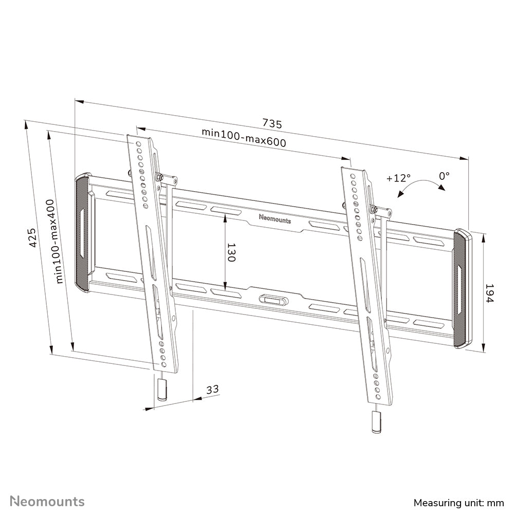 Neomounts WL35-550BL16 Support pour écran mural 42-86" - inclinable - installation facile