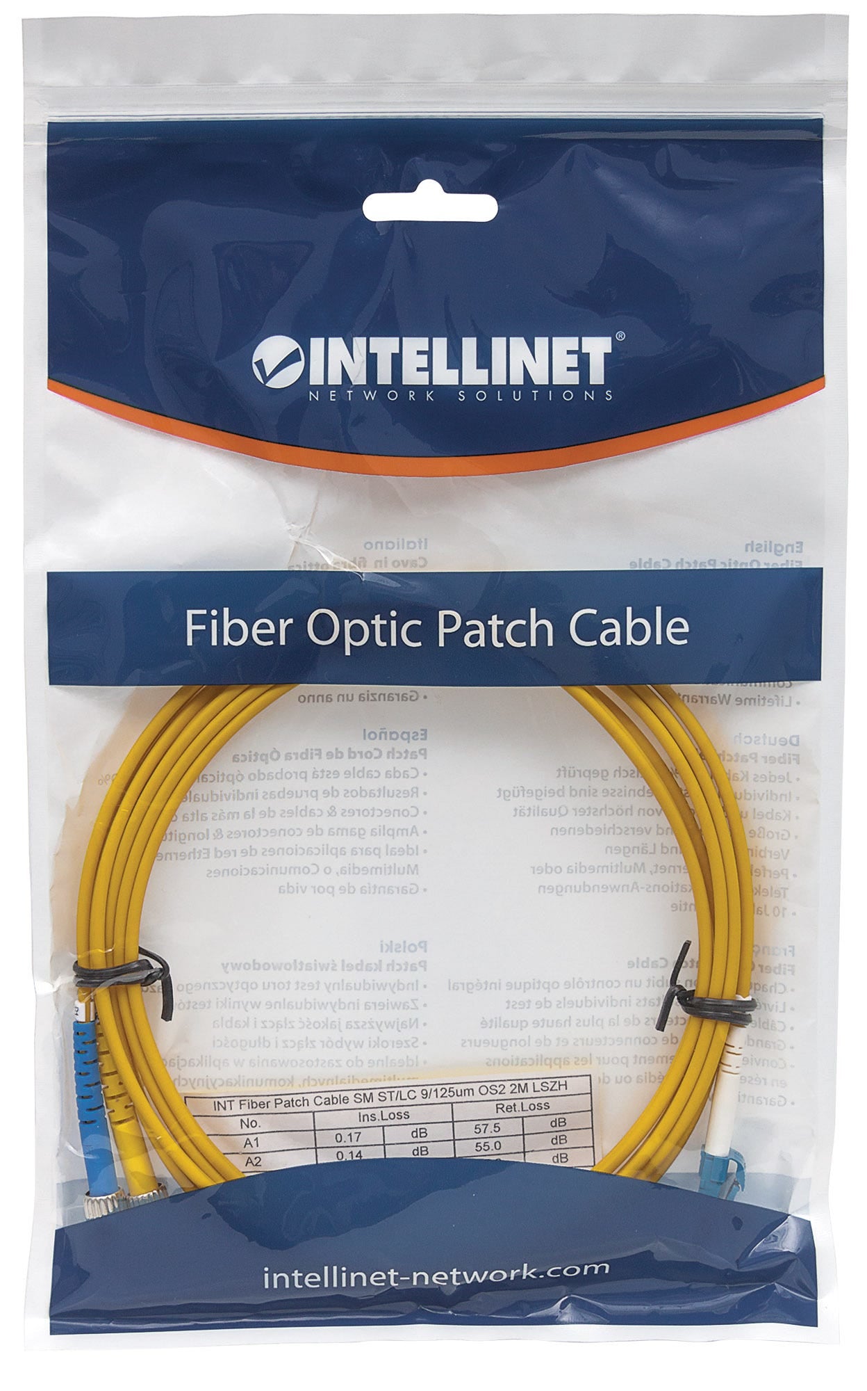 Intellinet 750011 câble InfiniBand et à fibres optiques 2 m LC ST Jaune