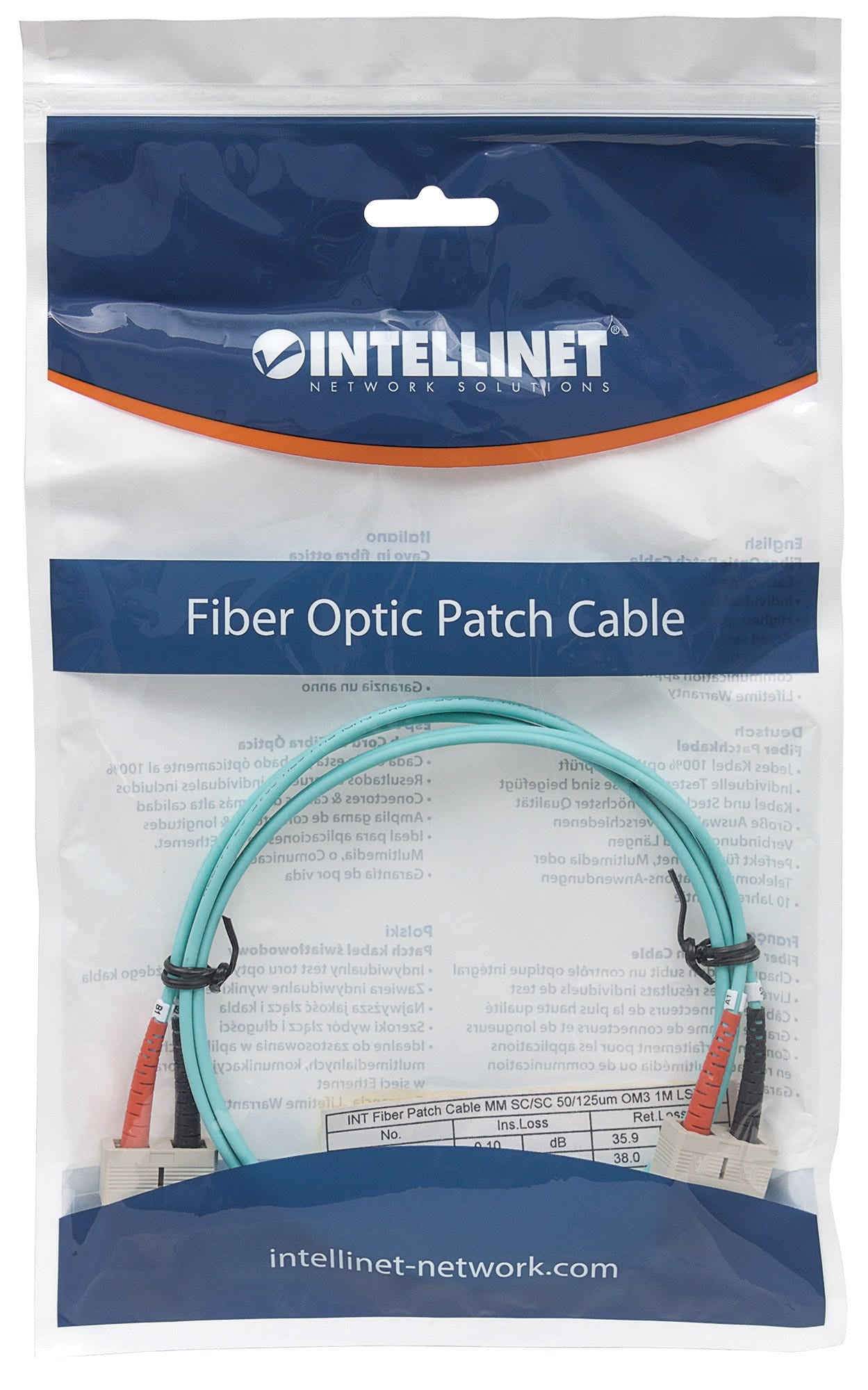 Intellinet 750844 câble InfiniBand et à fibres optiques 5 m SC Couleur aqua