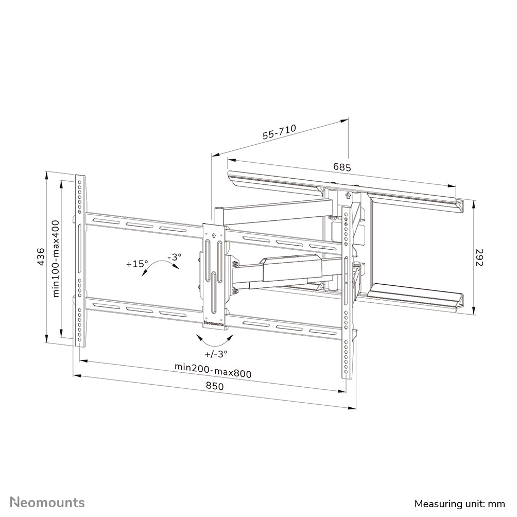 Neomounts WL40-550BL18 Support pour écran mural 43-75" - orientable - installation facile