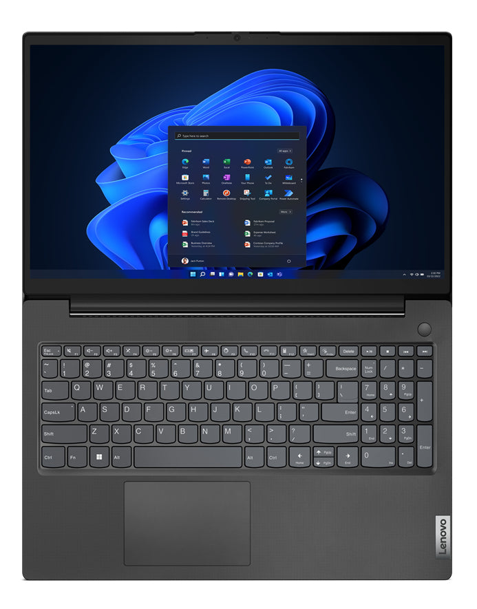 Lenovo V15 G4 AMN AMD Ryzen™ 3 7320U Ordinateur portable 39,6 cm (15.6") Full HD 8 Go LPDDR5-SDRAM 256 Go SSD Wi-Fi 5 (802.11ac) Windows 11 Pro Espagnole Noir