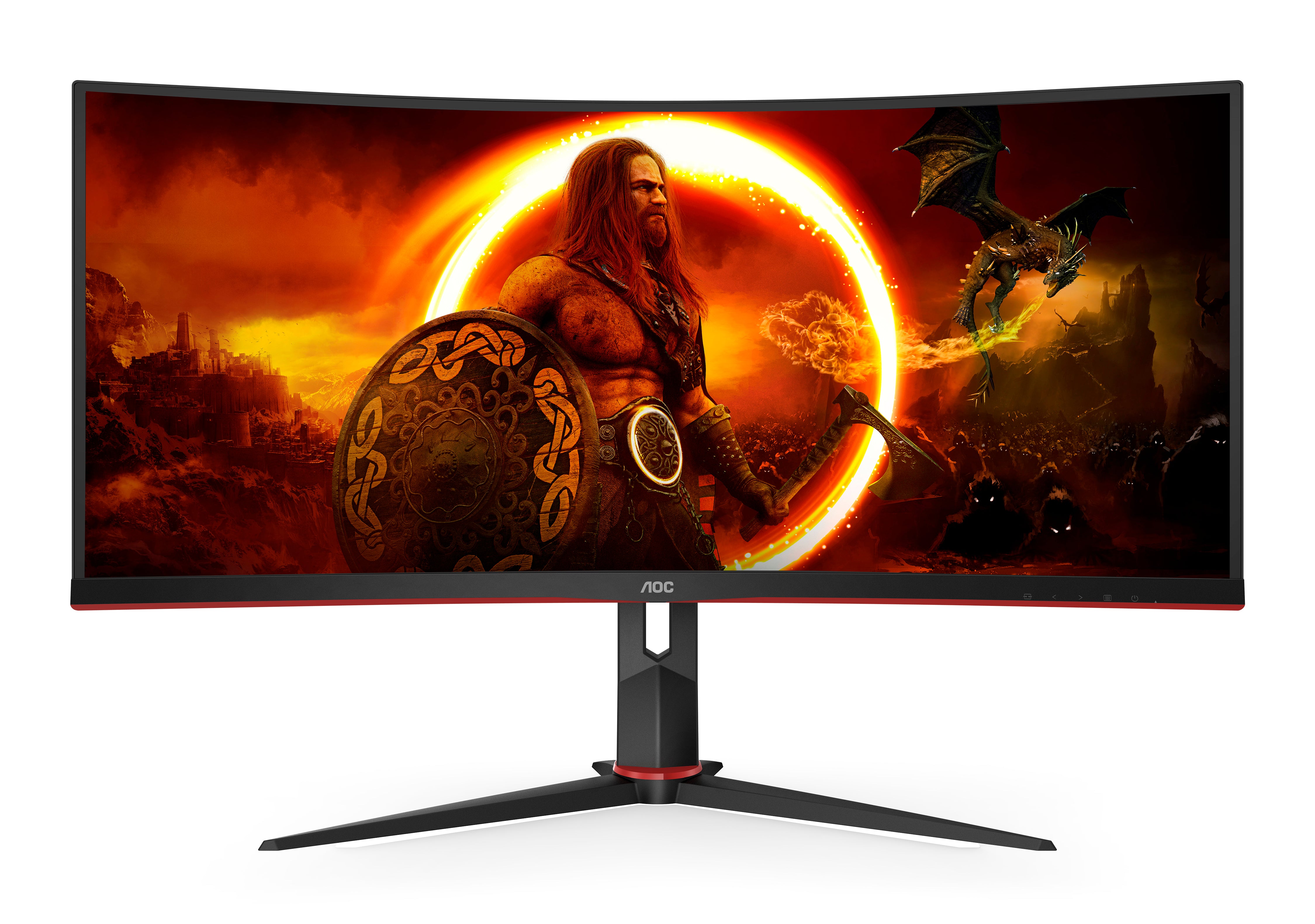 AOC G2 CU34G2XP écran plat de PC 86,4 cm (34") 3440 x 1440 pixels UltraWide Quad HD LED Noir, Rouge