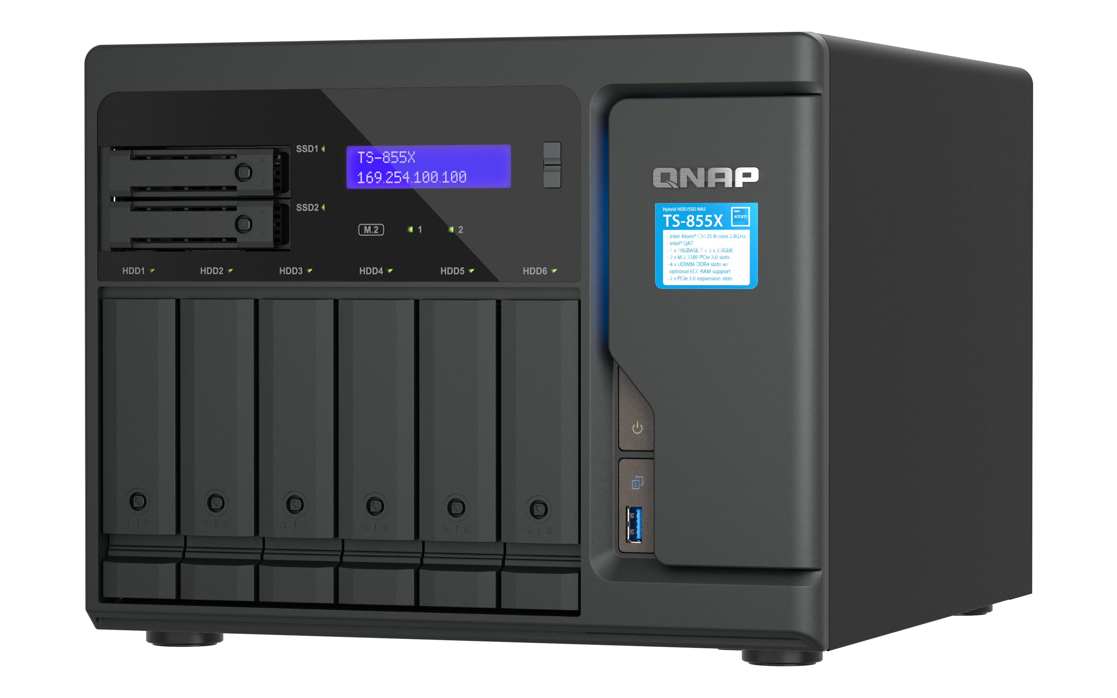 QNAP TS-855X SAN Tower Intel Atom® C5125 8 Go DDR4 0 To QNAP QTS Noir