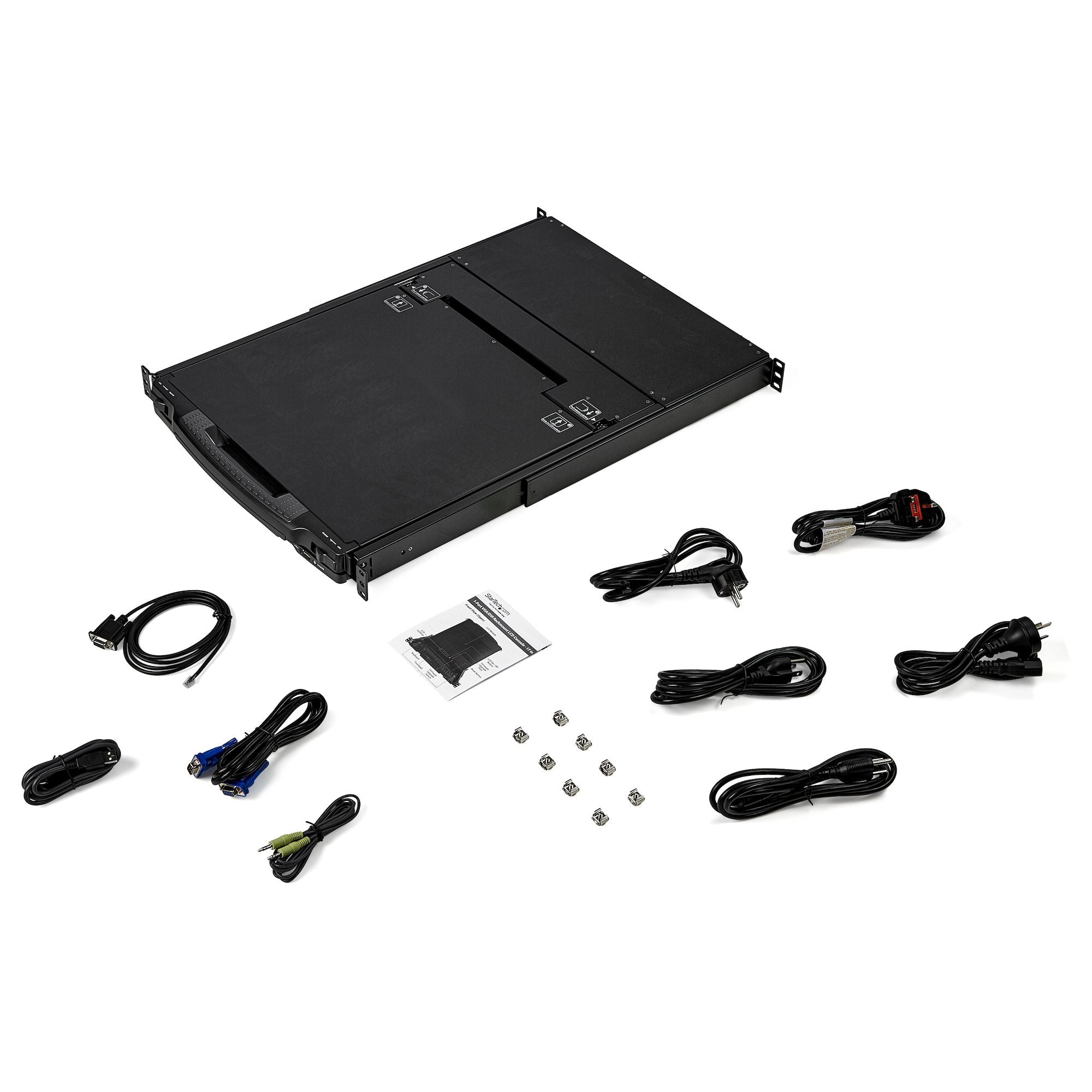 StarTech.com Console KVM à Montage en Rack à Deux Rails HD 1080p - Switch/Console KVM HD VGA à Port Unique - Écran LCD à Montage en Rack/Console Montée en Rack - Tiroir de Rack Serveur