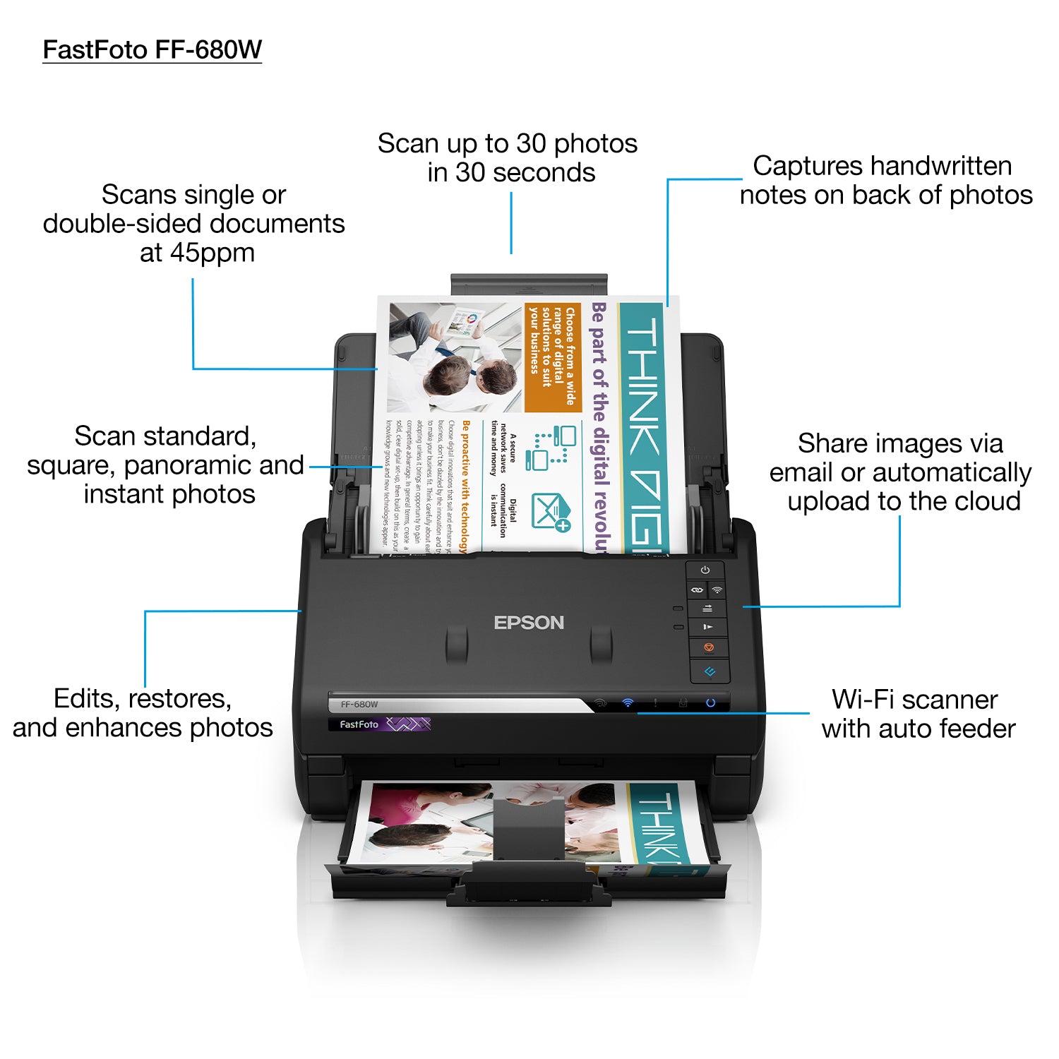 Epson FastFoto FF-680W Alimentation papier de scanner 600 x 600 DPI A4 Noir