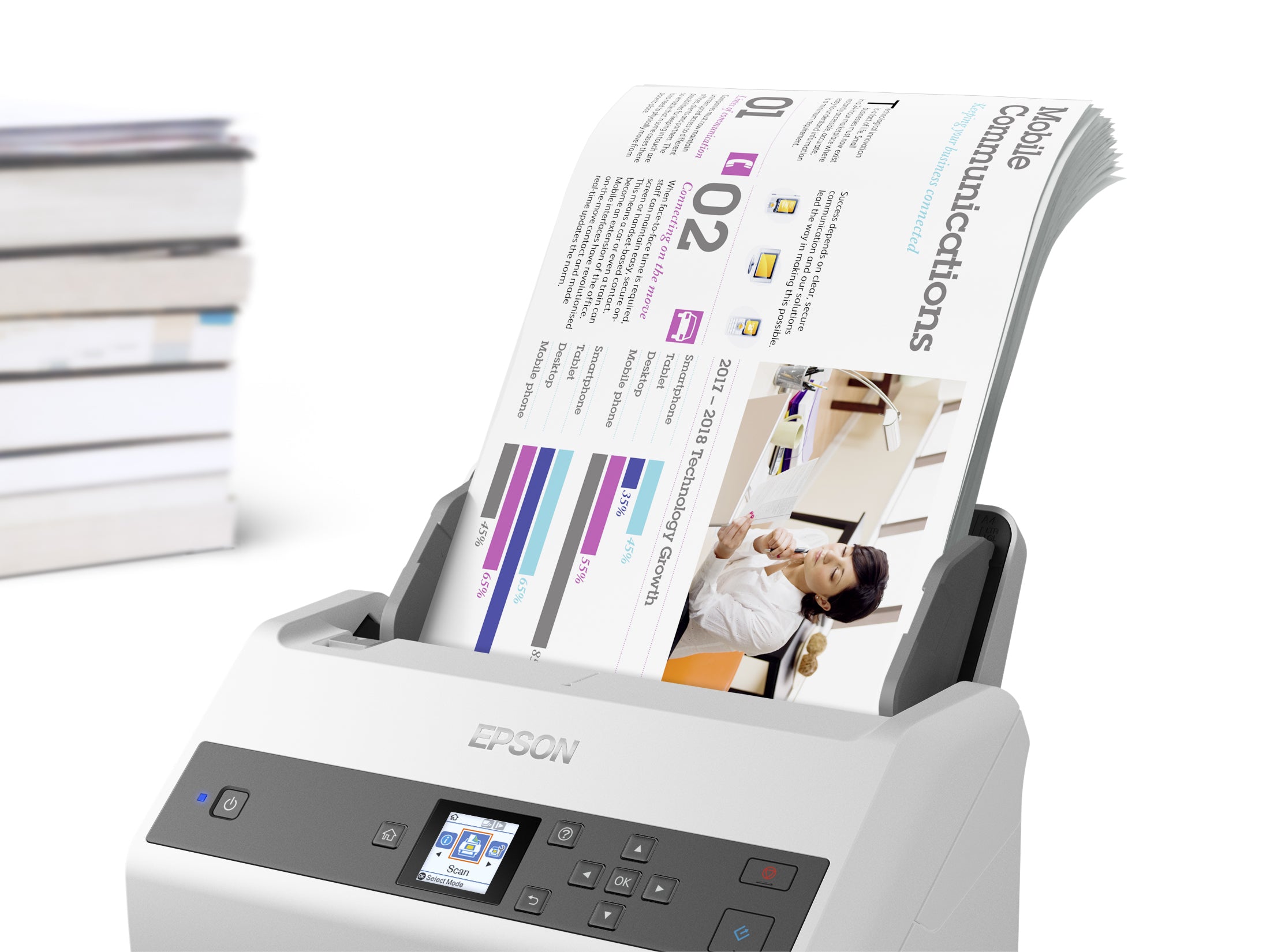 Epson WorkForce DS-870 Alimentation papier de scanner 600 x 600 DPI A4 Gris, Blanc