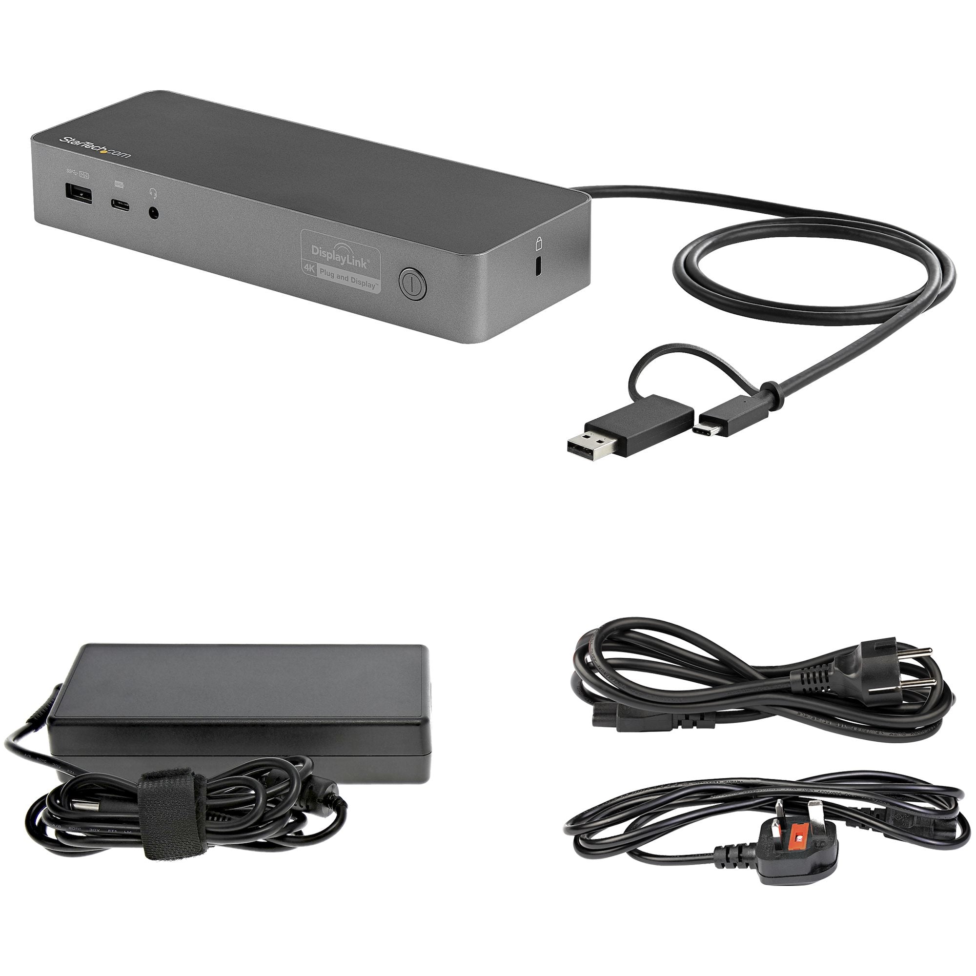 StarTech.com Station d'Accueil Universelle pour Ordinateur Portable, Station d'Accueil Hybride USB-C & USB-A, Dual 4K DP & HDMI, 100W PD, Mac / Windows / Chrome OS, 4x USB 5Gbps Hub, GbE