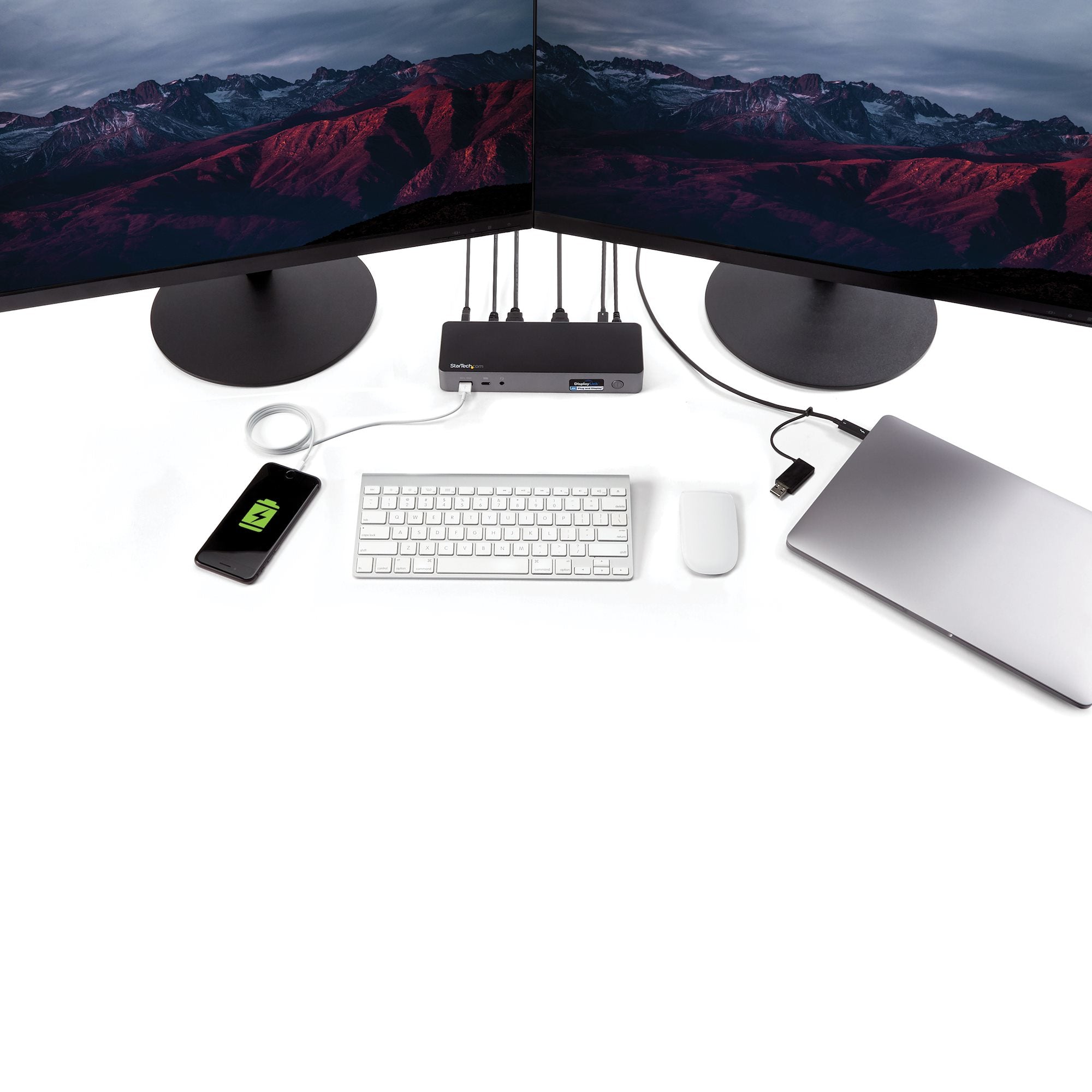 StarTech.com Station d'Accueil Universelle pour Ordinateur Portable, Station d'Accueil Hybride USB-C & USB-A, Dual 4K DP & HDMI, 60W PD, Mac / Windows / Chrome OS, 4x USB 5Gbps Hub, GbE
