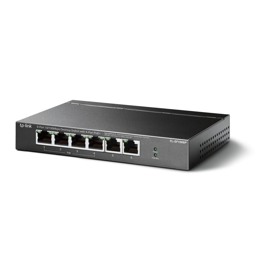 TP-Link TL-SF1006P commutateur réseau Non-géré Fast Ethernet (10/100) Connexion Ethernet, supportant l'alimentation via ce port (PoE) Noir