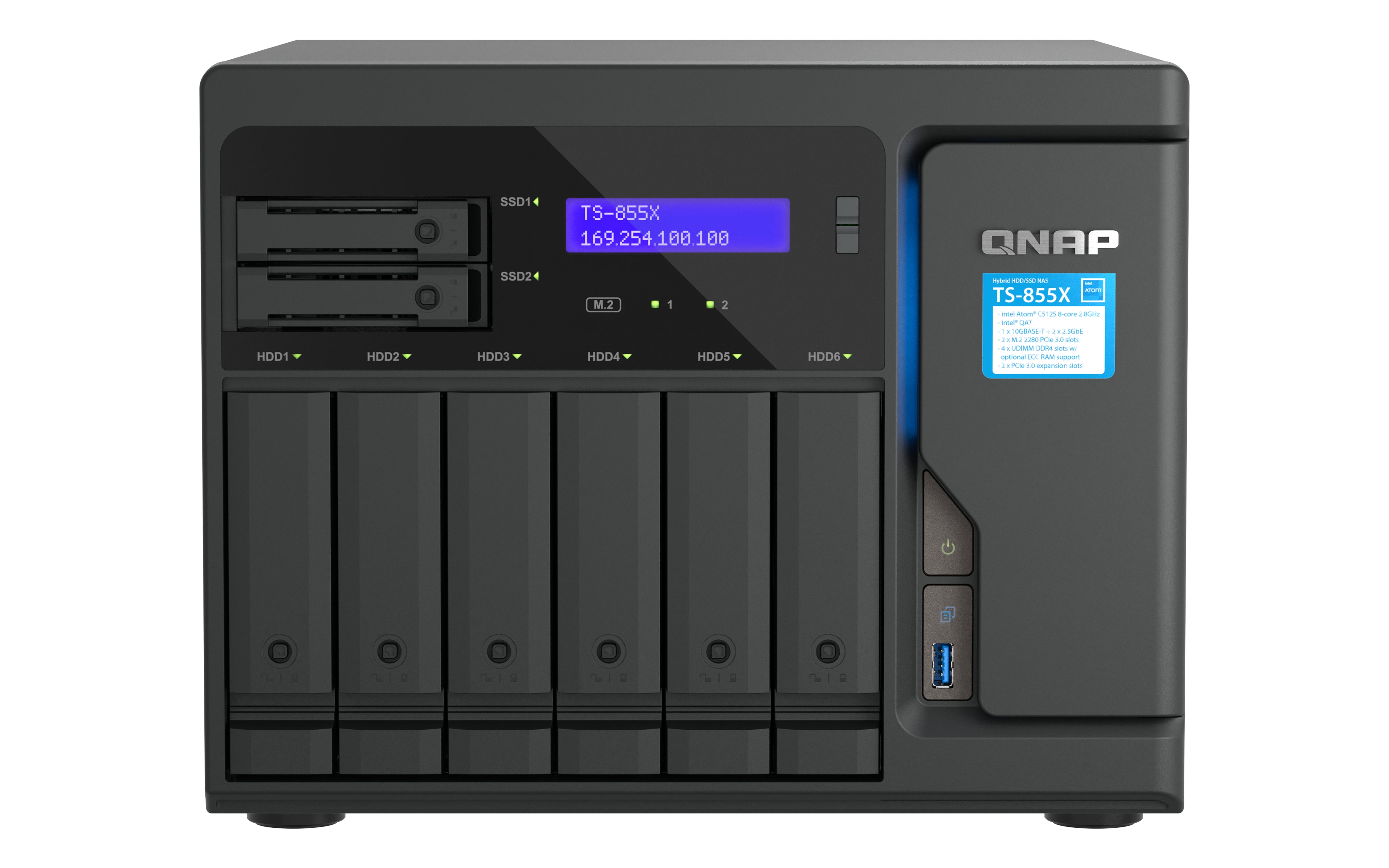 QNAP TS-855X SAN Tower Intel Atom® C5125 8 Go DDR4 0 To QNAP QTS Noir