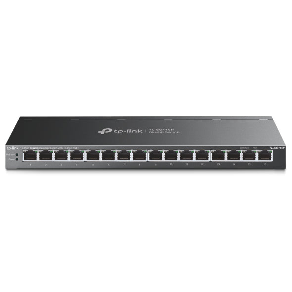 TP-Link TL-SG116P commutateur réseau Non-géré Gigabit Ethernet (10/100/1000) Connexion Ethernet, supportant l'alimentation via ce port (PoE) Noir